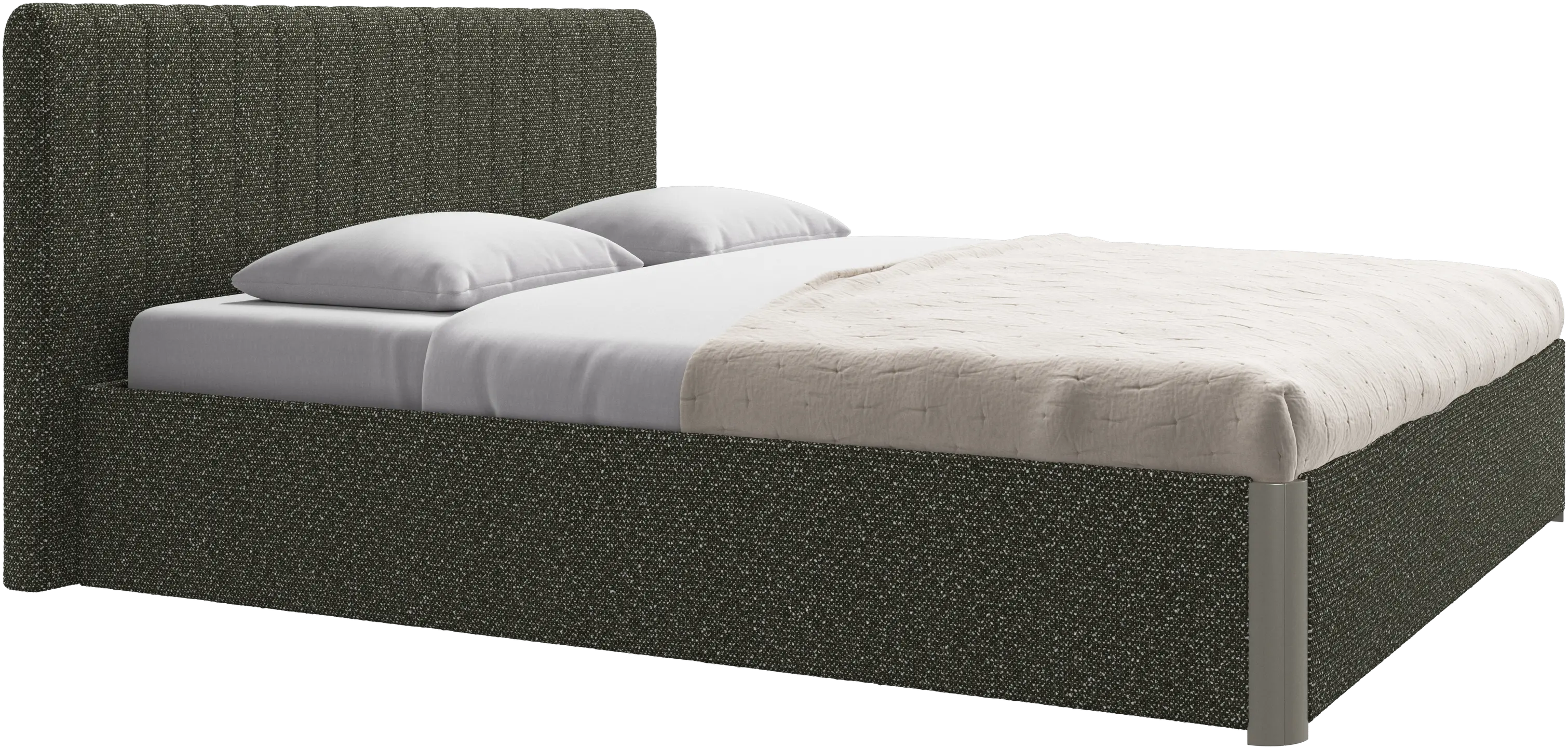 Element cama, cabecero montado en la cama, con láminas y solución de almacenamiento, excl. colchón