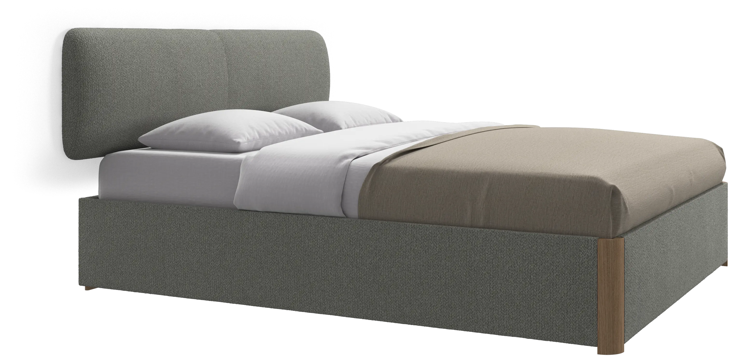 Element bed, wall-mounted headboard, with slats and storage solution, excl. mattress