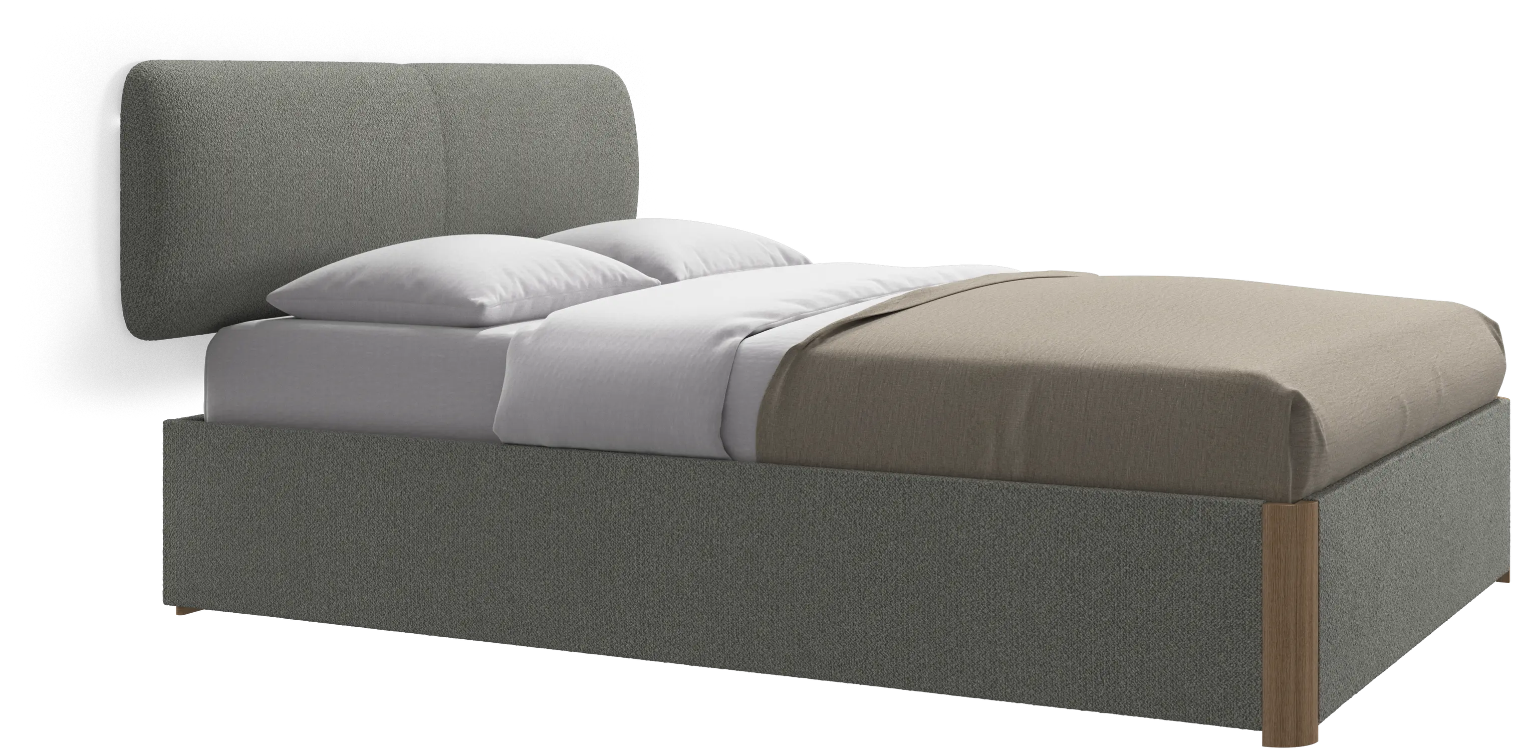 Element bed, wall-mounted headboard, with slats and storage solution, excl. mattress