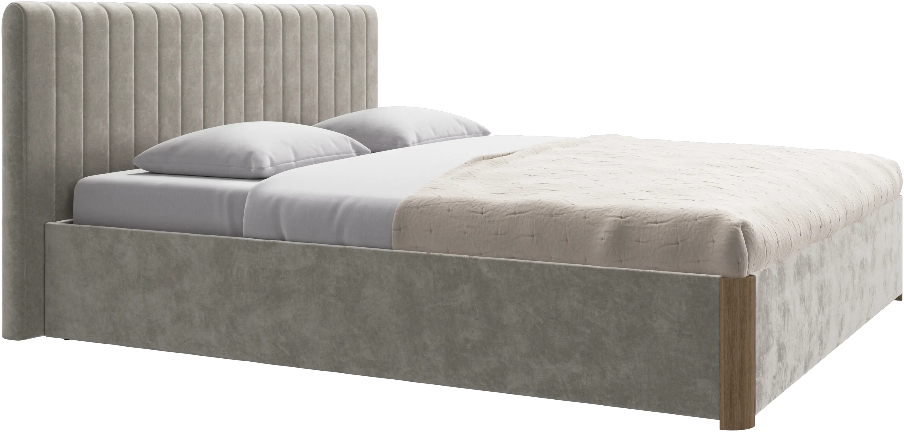 Element cama, cabecero montado en la cama, con láminas y solución de almacenamiento, excl. colchón