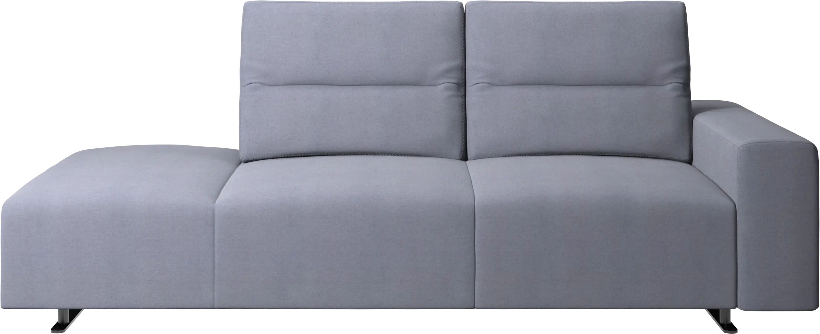 Hampton sofa with adjustable back and lounging unit left side, armrest right