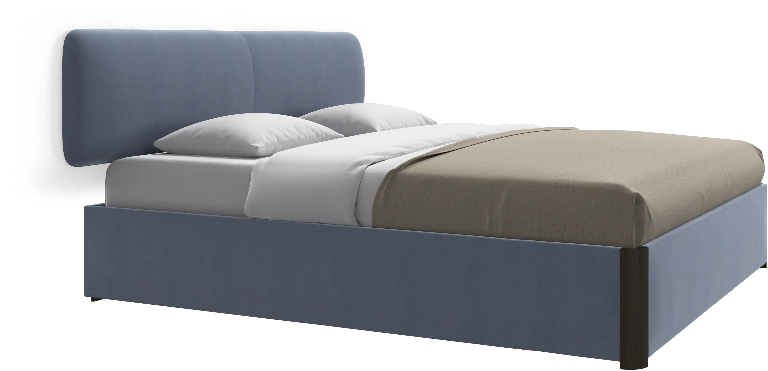 Element bed, wall-mounted headboard, with slats and storage solution, excl. mattress