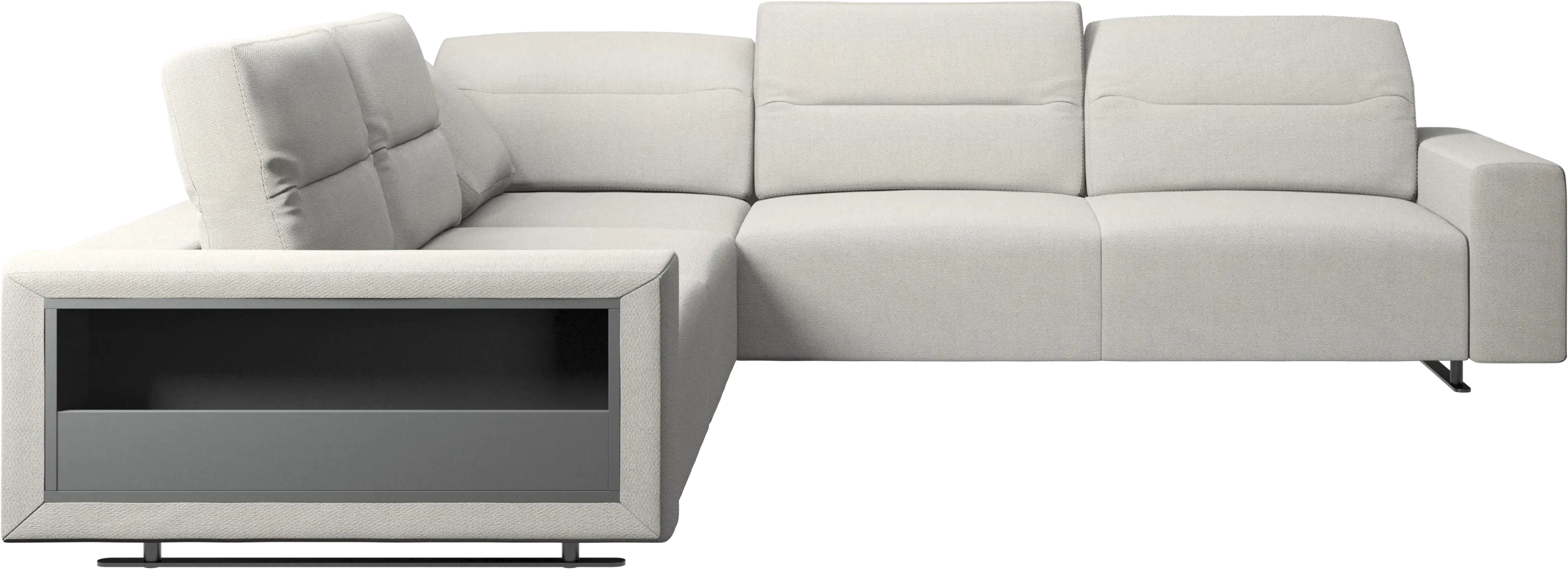 Hampton corner sofa with adjustable back and storage on left side