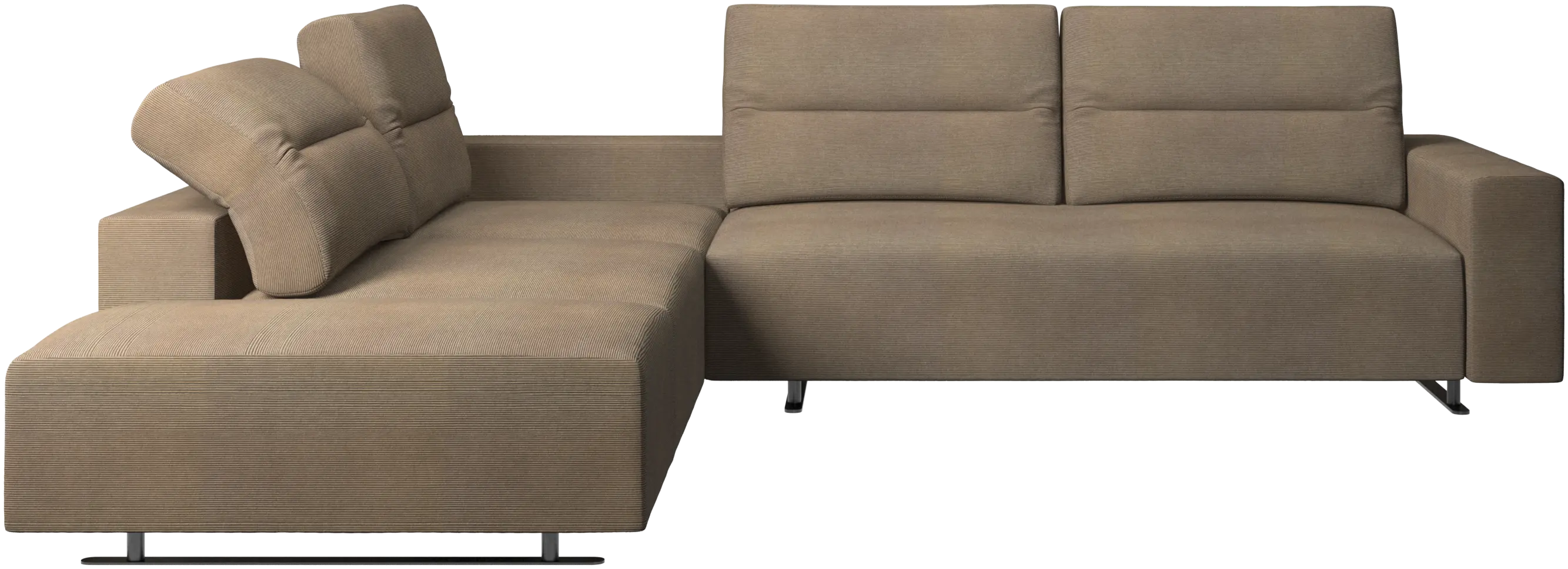 Hampton corner sofa with adjustable back and storage on right side