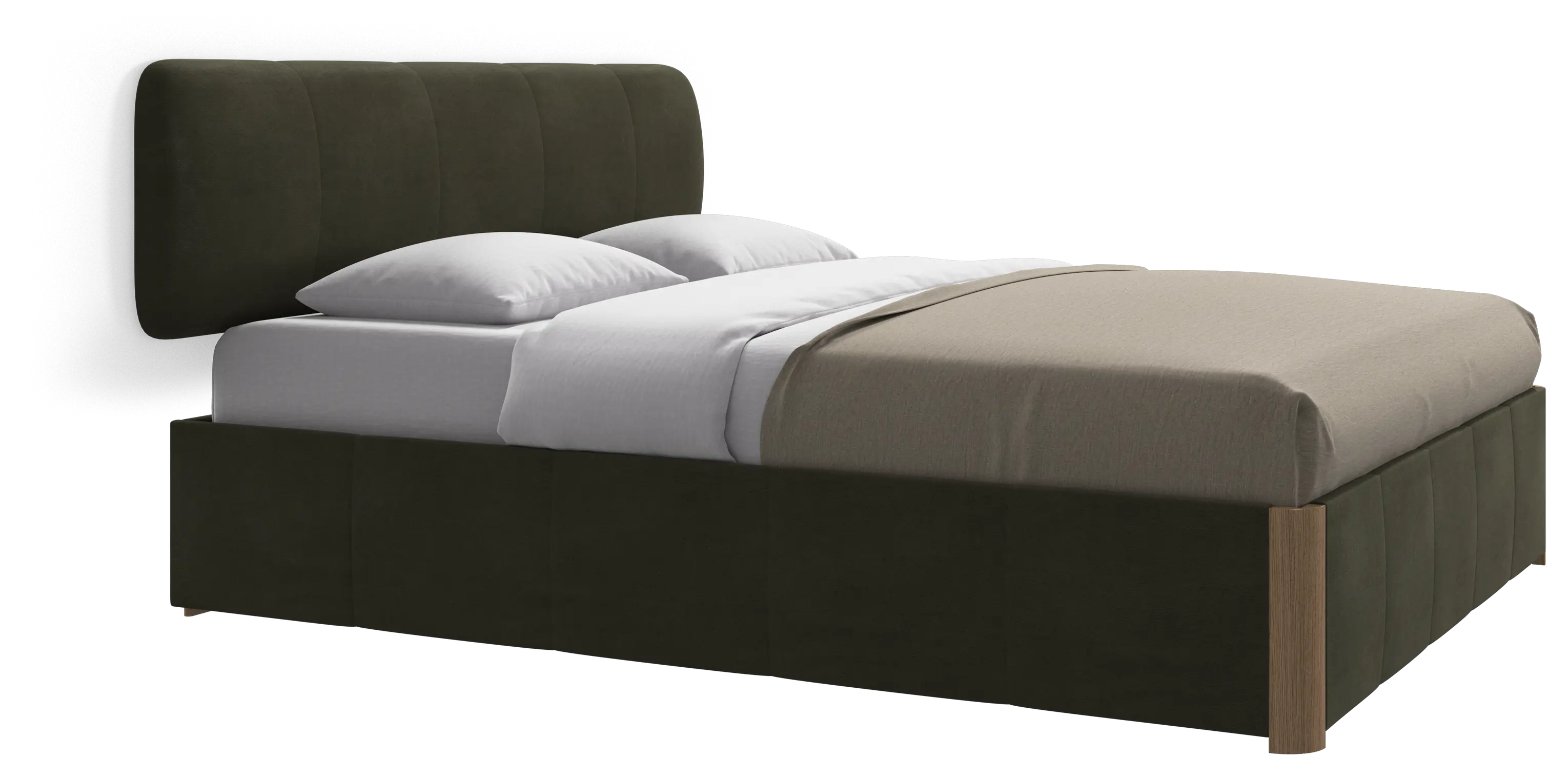 Element lit, tête de lit murale, avec lattes et solution de stockage, excl. matelas