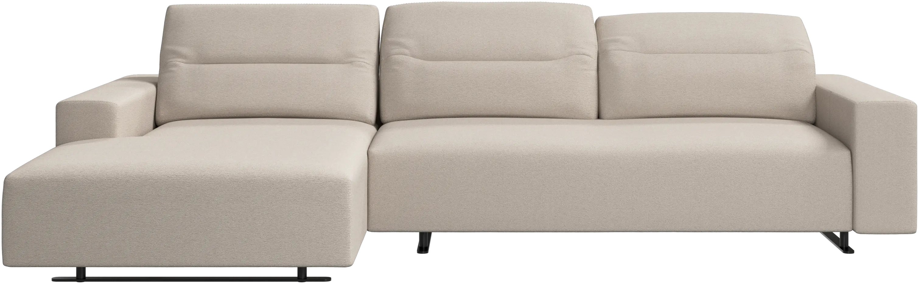 Hampton sofa with adjustable back and resting unit left side, storage right side