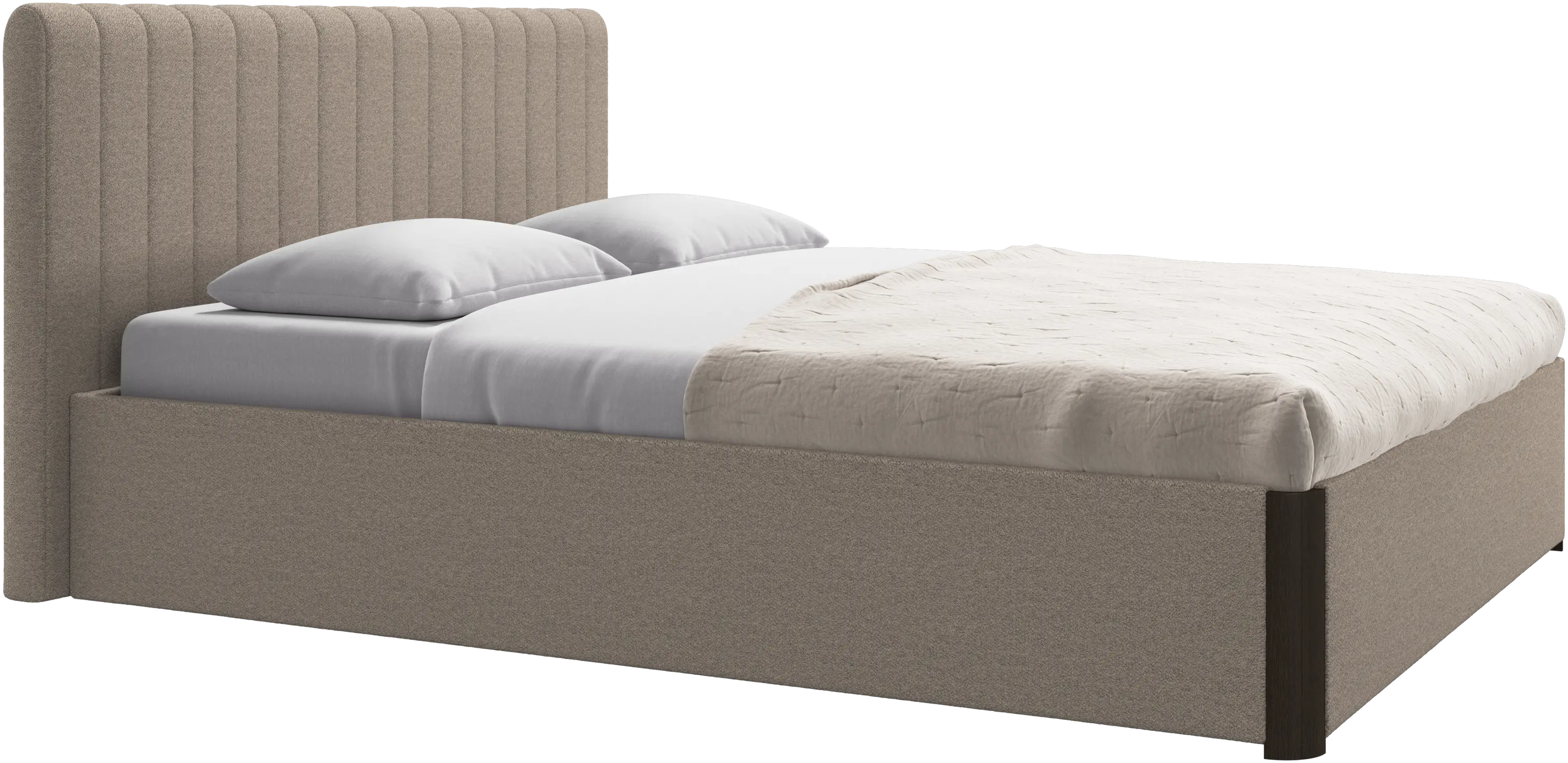 Element lit, tête de lit fixée au lit, avec lattes et solution de stockage, excl. matelas