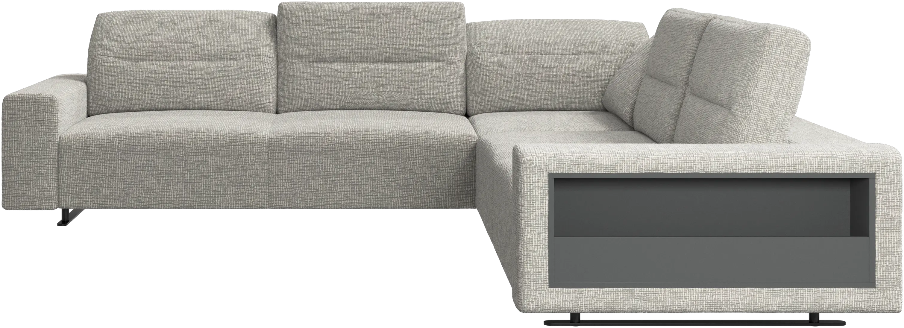 Hampton corner sofa with adjustable back and storage on right side