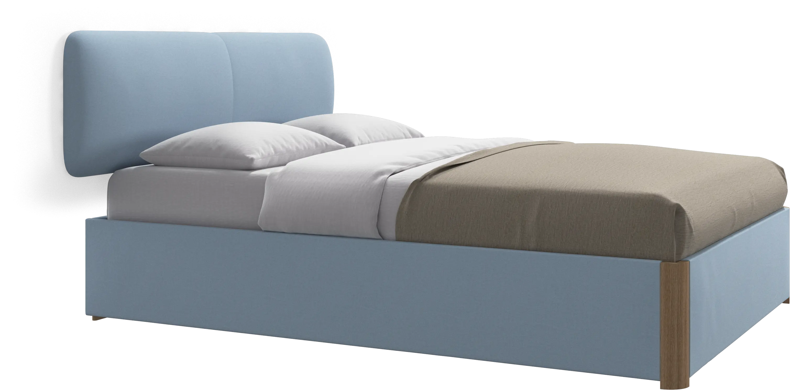 Element bed, wall-mounted headboard, with slats and storage solution, excl. mattress
