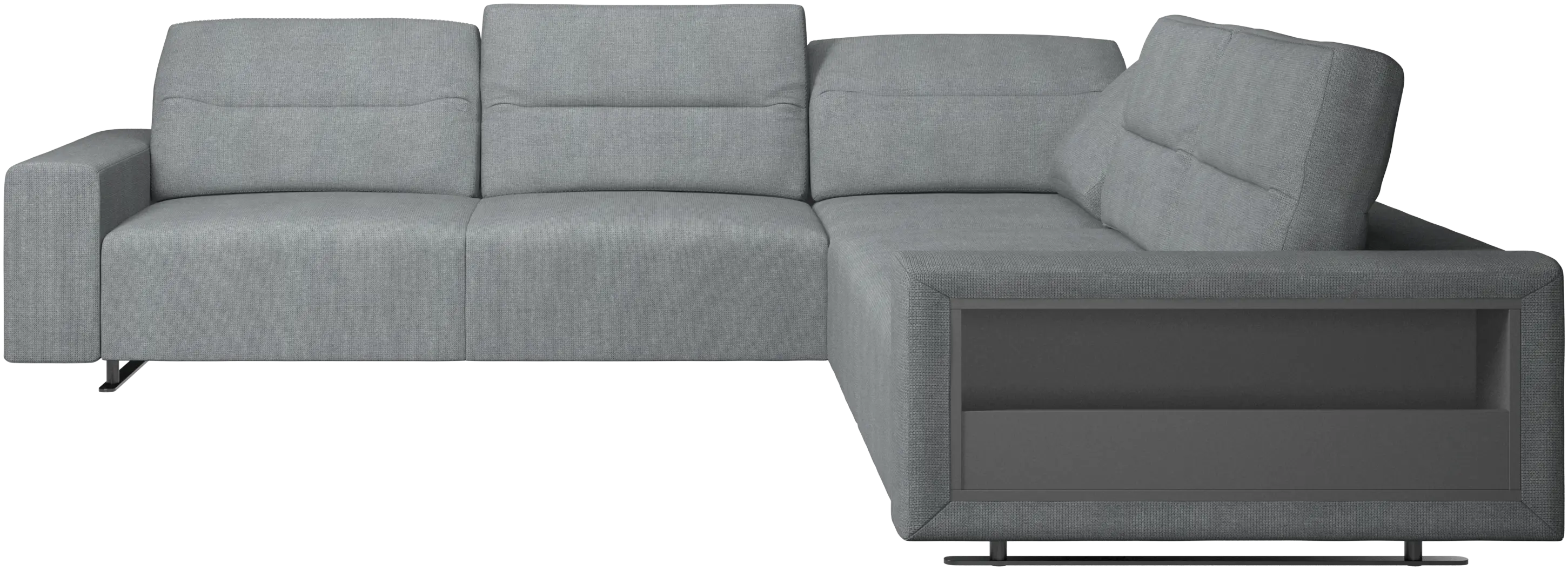 Hampton corner sofa with adjustable back and storage on right side