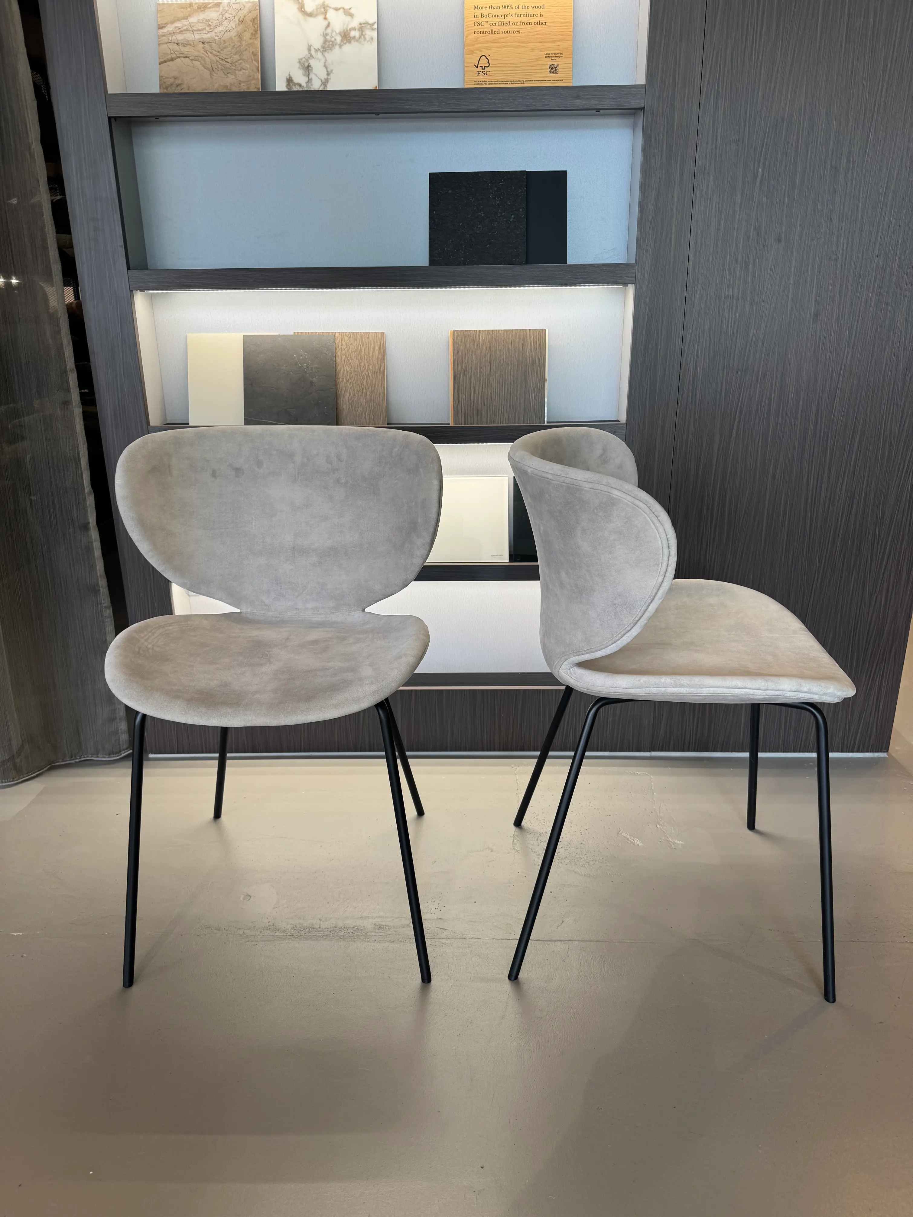 Dining chairs Set of 4 Hamilton chairs, grey Ravello/ matt black