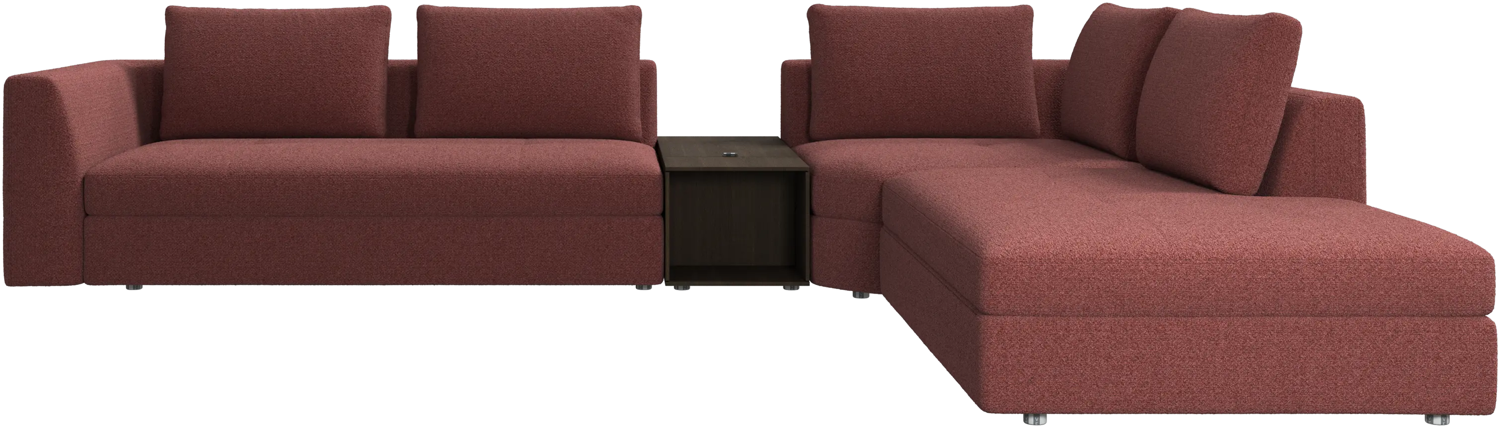 Bergamo Ecksofa mit Recamiere und Hocker mit Stauraum