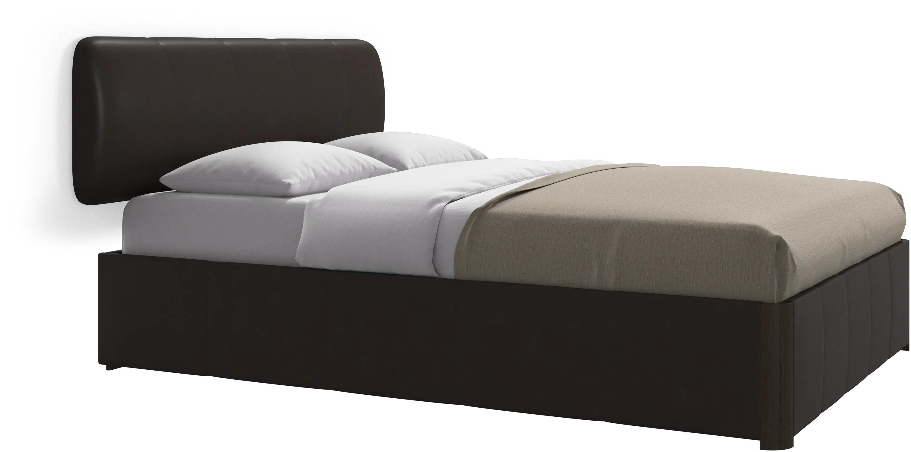 Element bed, wall-mounted headboard, with slats and storage solution, excl. mattress