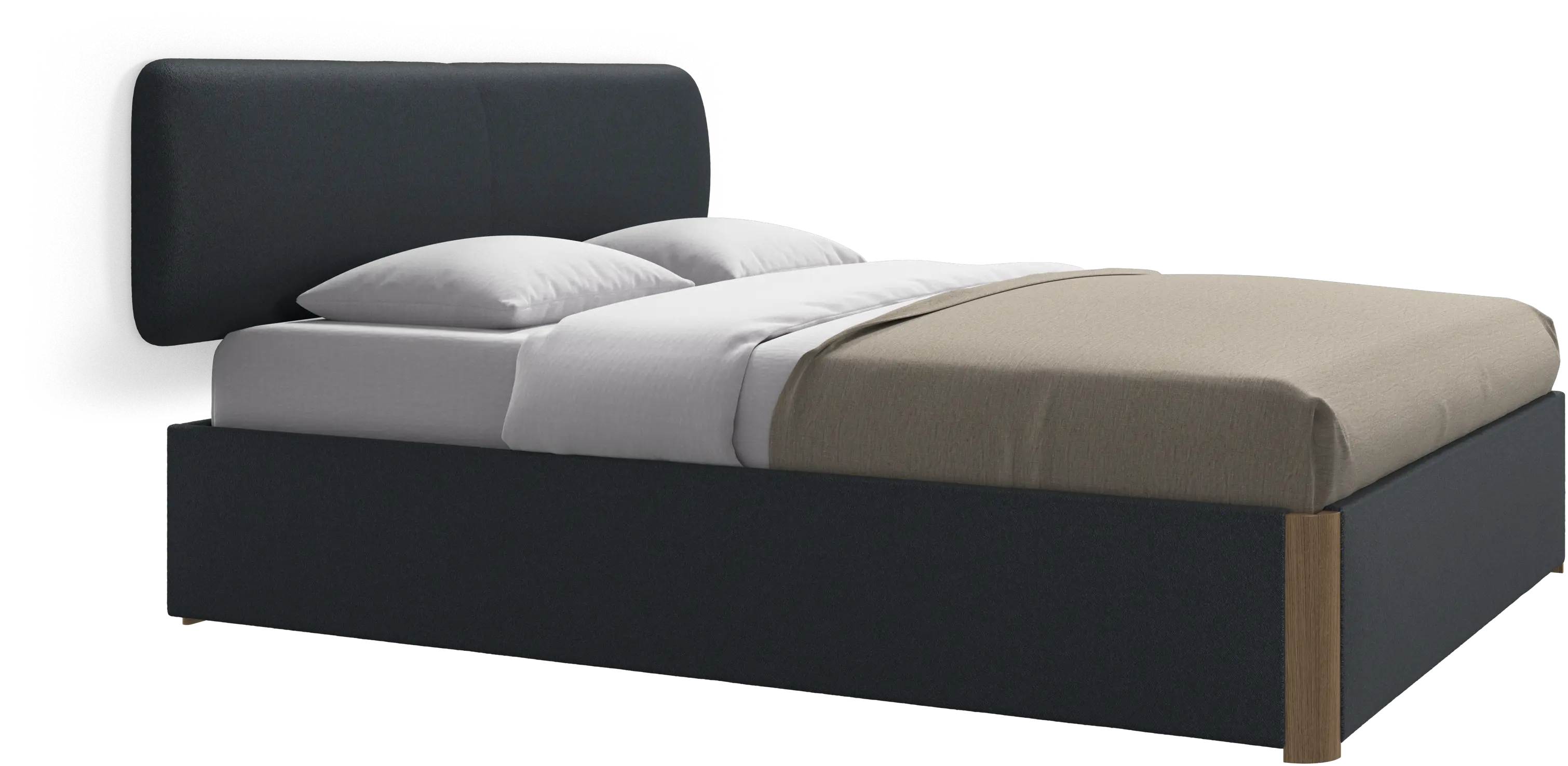 Element bed, wall-mounted headboard, with slats and storage solution, excl. mattress