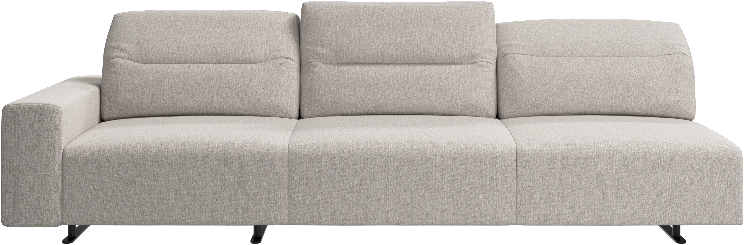 Sofa Hampton z regulowanym oparciem i schowkiem po lewej stronie