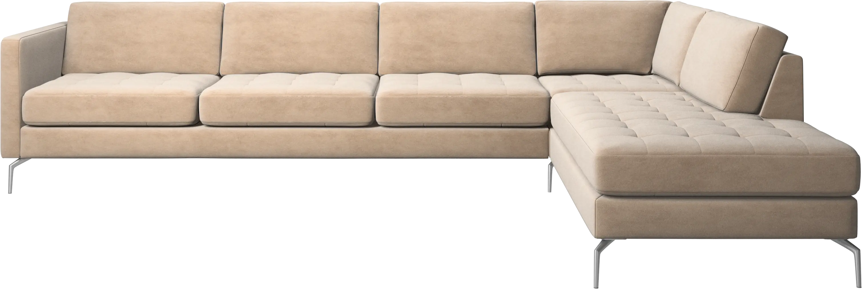 Osaka corner sofa with lounging unit, tufted seat