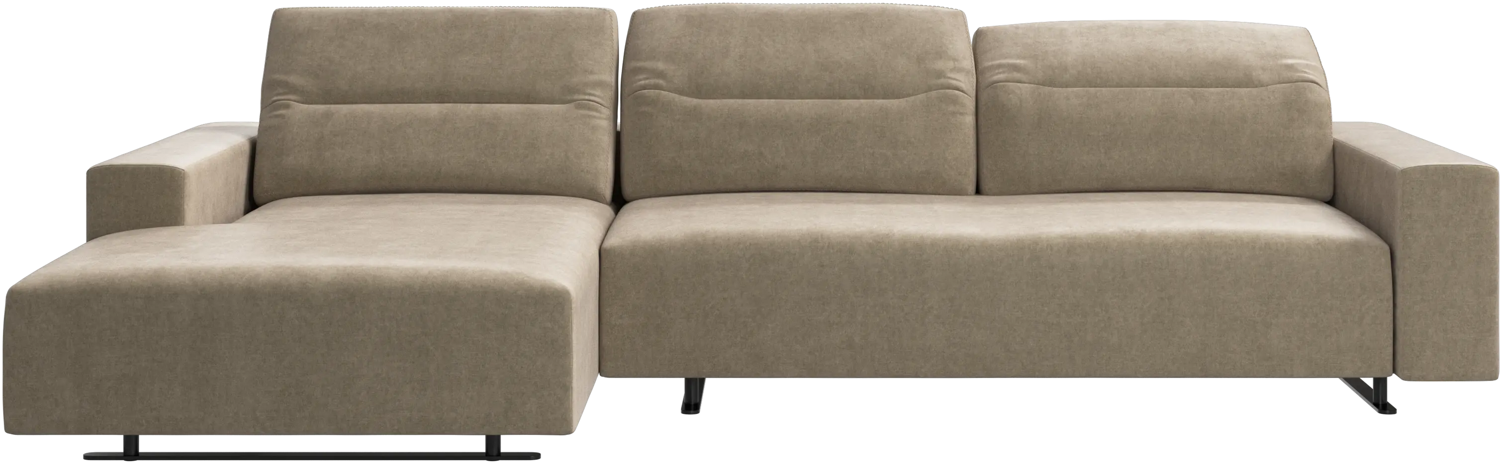 Hampton sofa with adjustable back, resting unit and storage left side