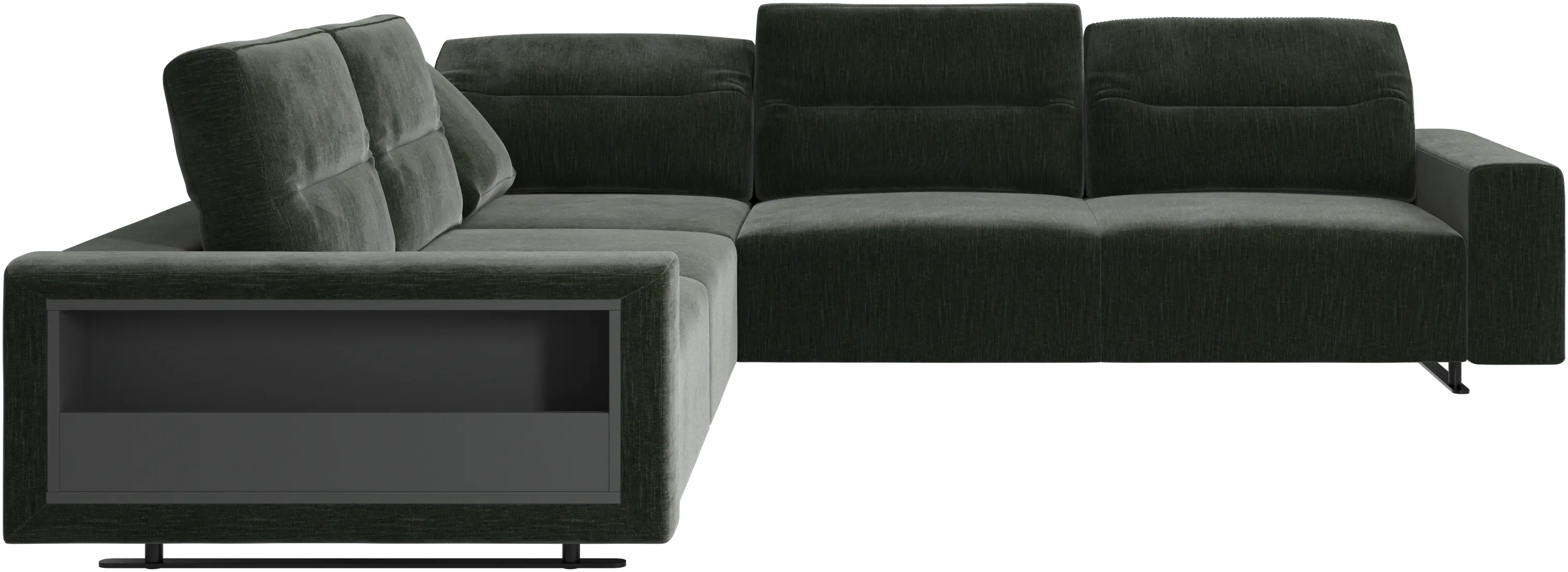 Hampton corner sofa with adjustable back and storage on left side