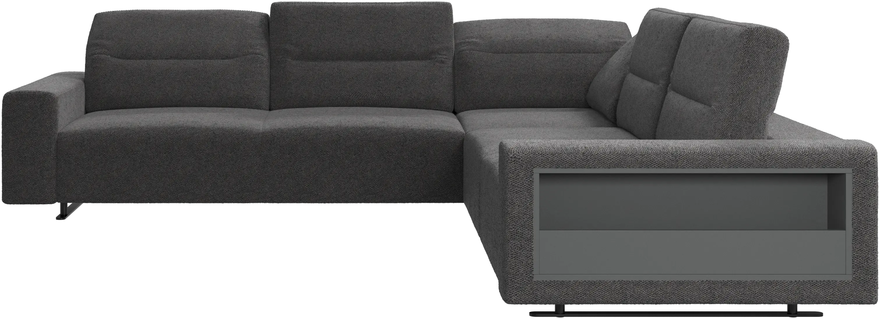 Hampton corner sofa with adjustable back and storage on right side