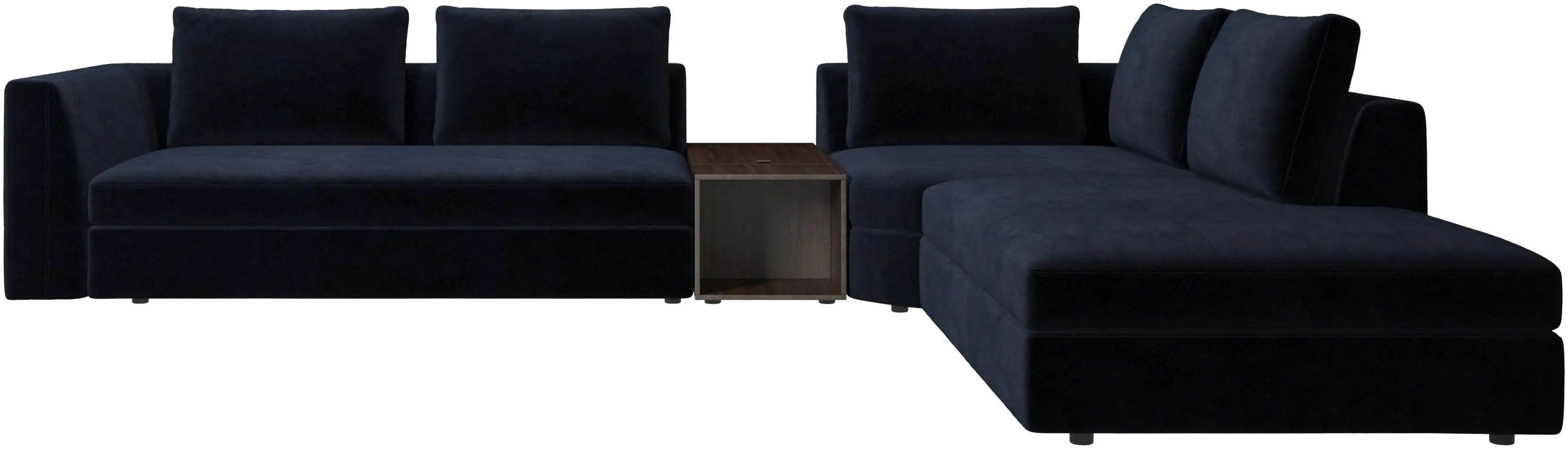 Bergamo corner sofa with lounging unit and footstool w/storage
