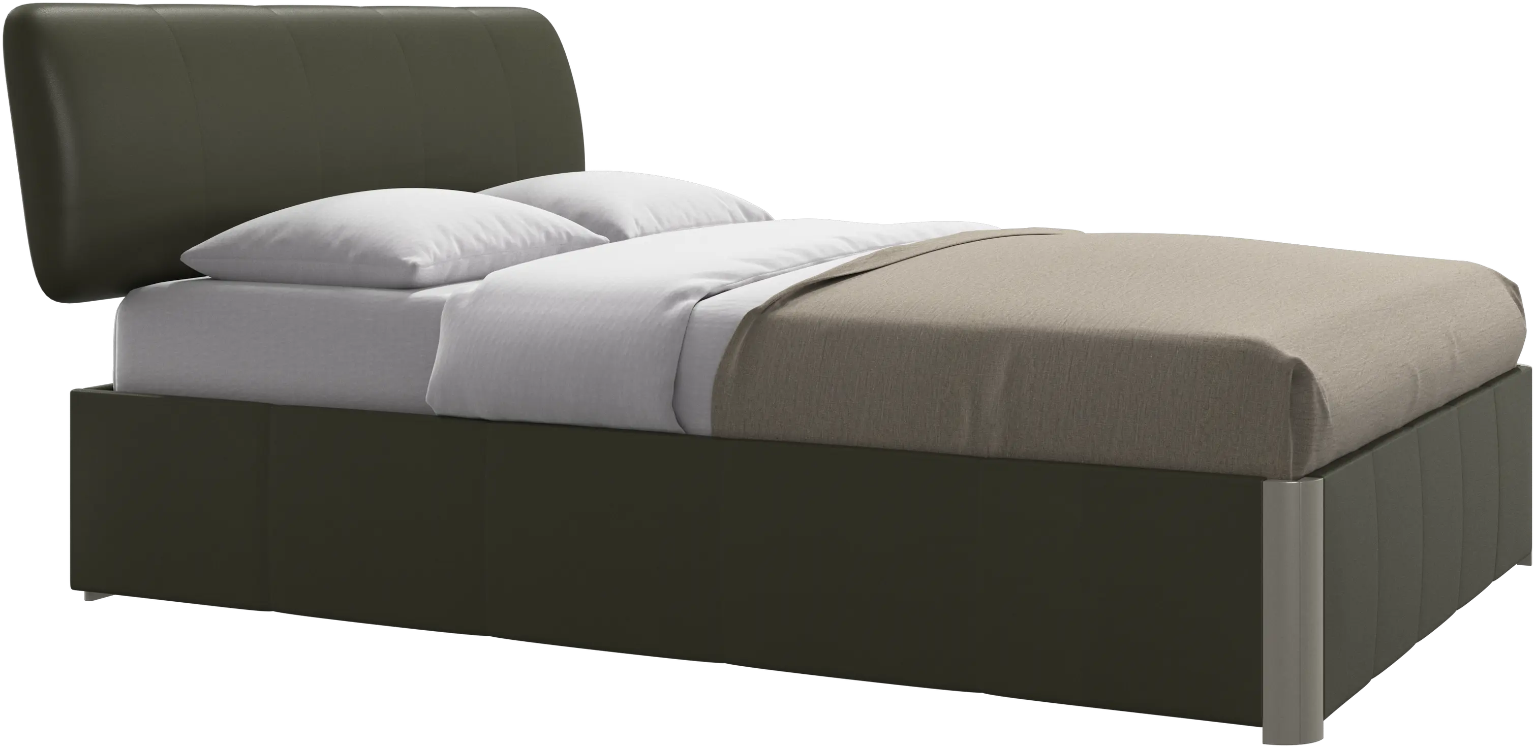 Element lit, tête de lit fixée au lit, avec lattes et solution de stockage, excl. matelas