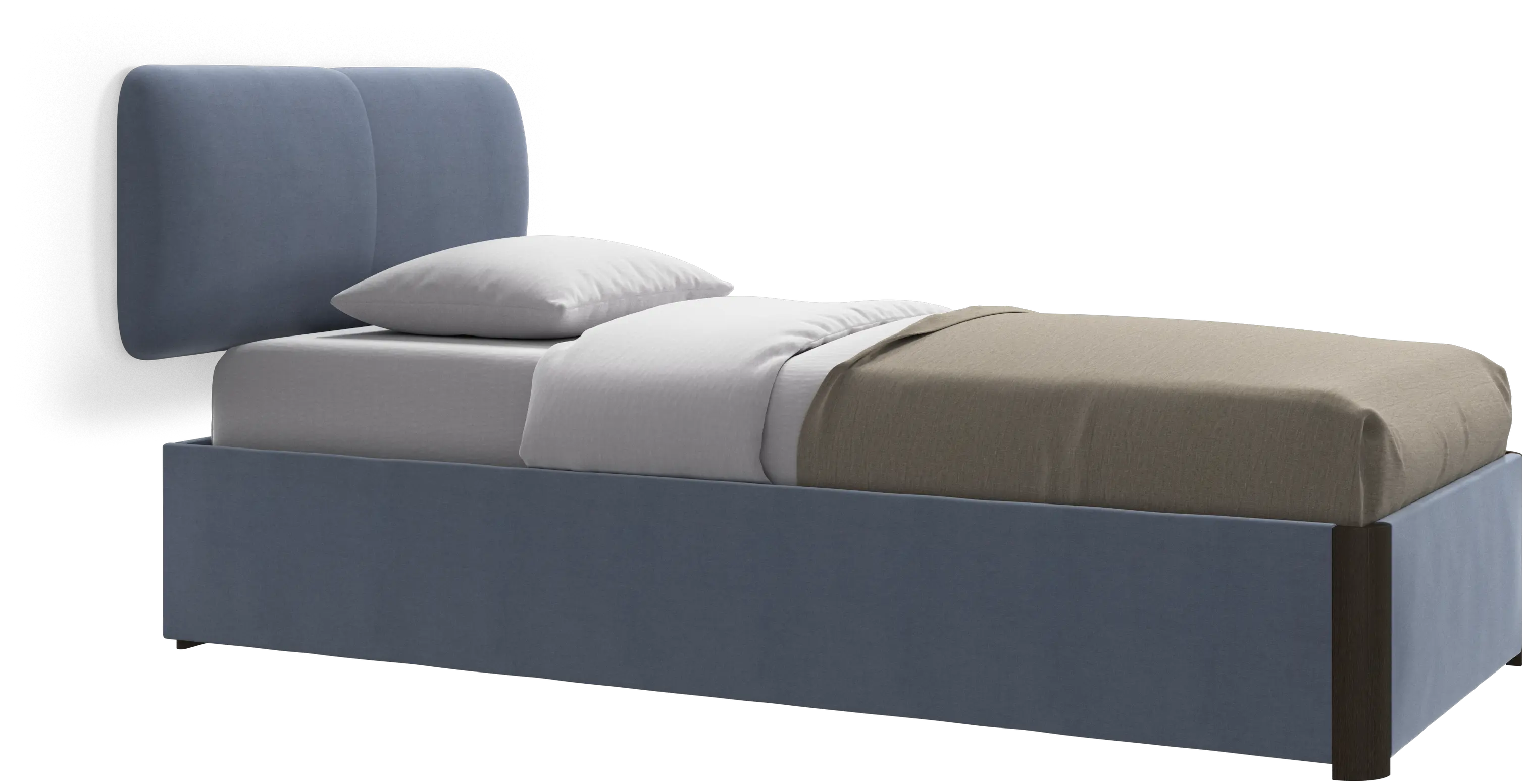 Element bed, wall-mounted headboard, with slats and storage solution, excl. mattress