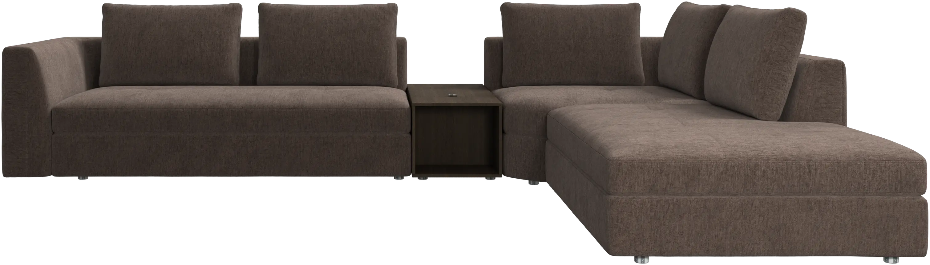 Bergamo corner sofa with lounging unit and footstool w/storage