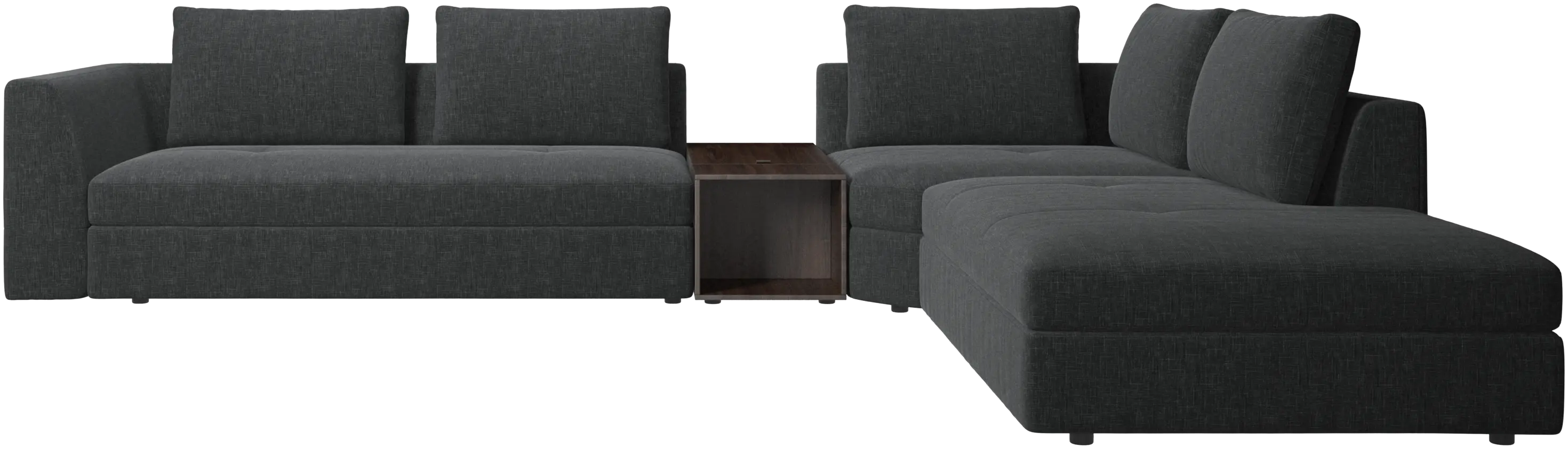 Bergamo corner sofa with lounging unit and footstool w/storage