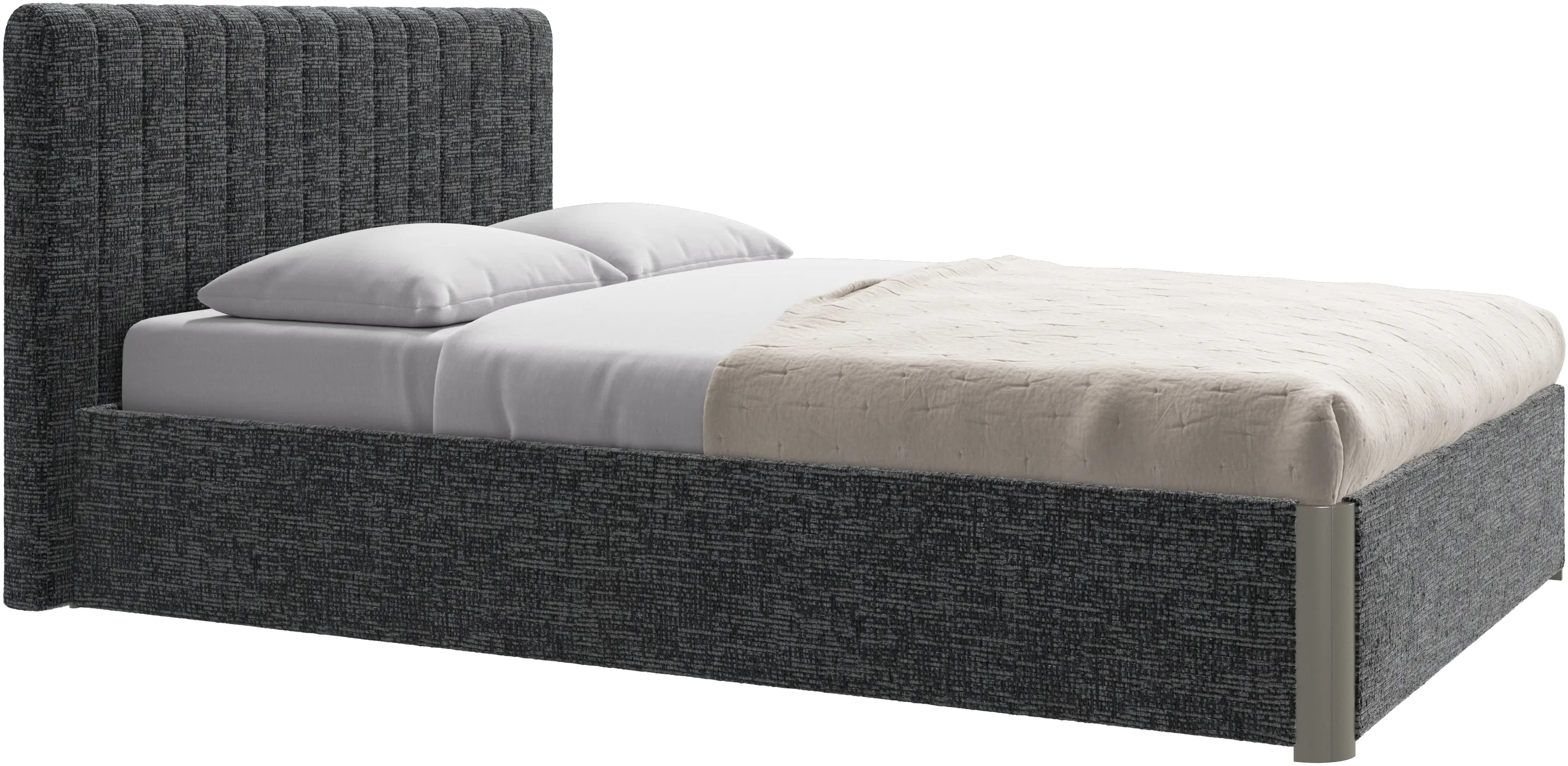 Element bed, bed-mounted headboard, with slats and storage solution, excl. mattress
