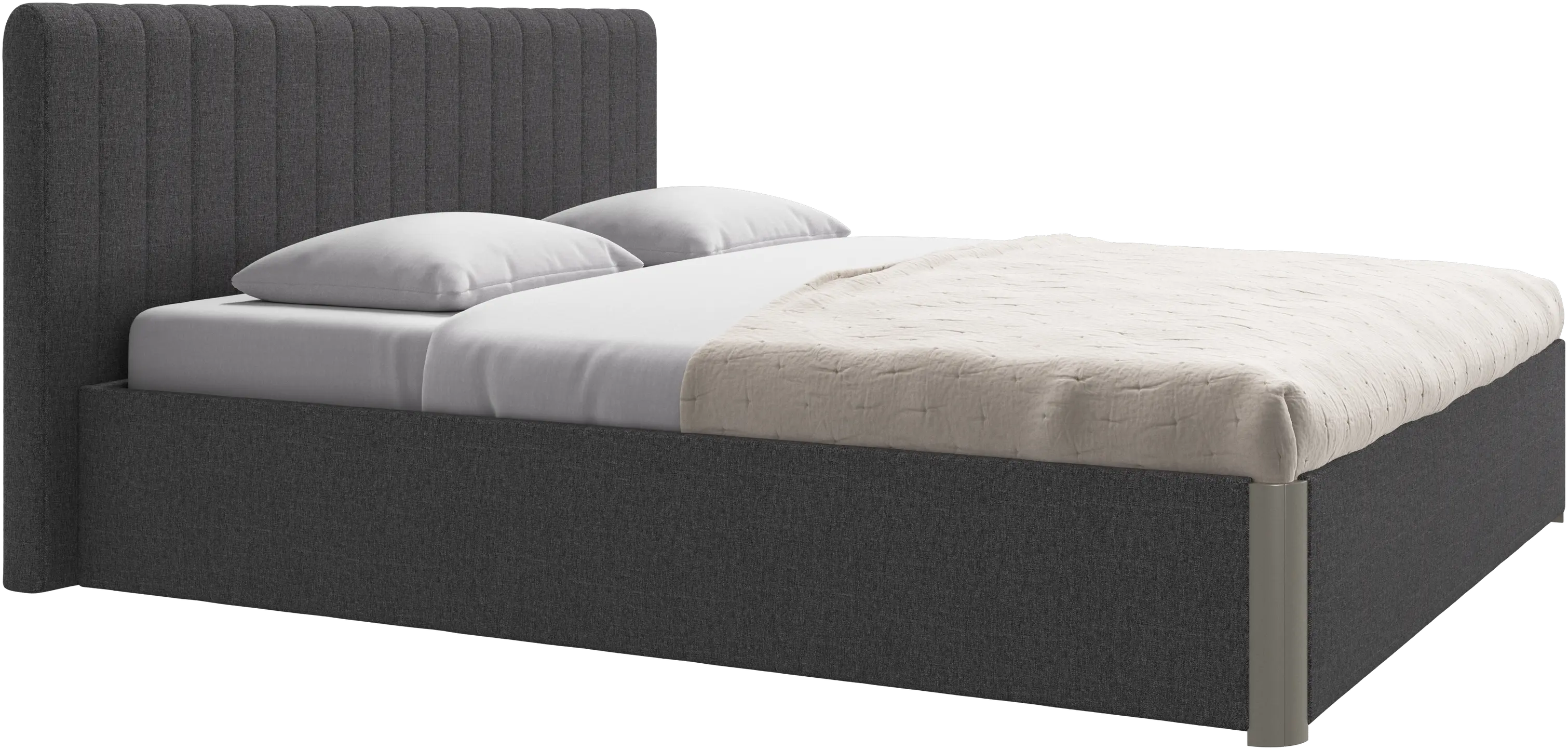 Element bed, bed-mounted headboard, with slats and storage solution, excl. mattress