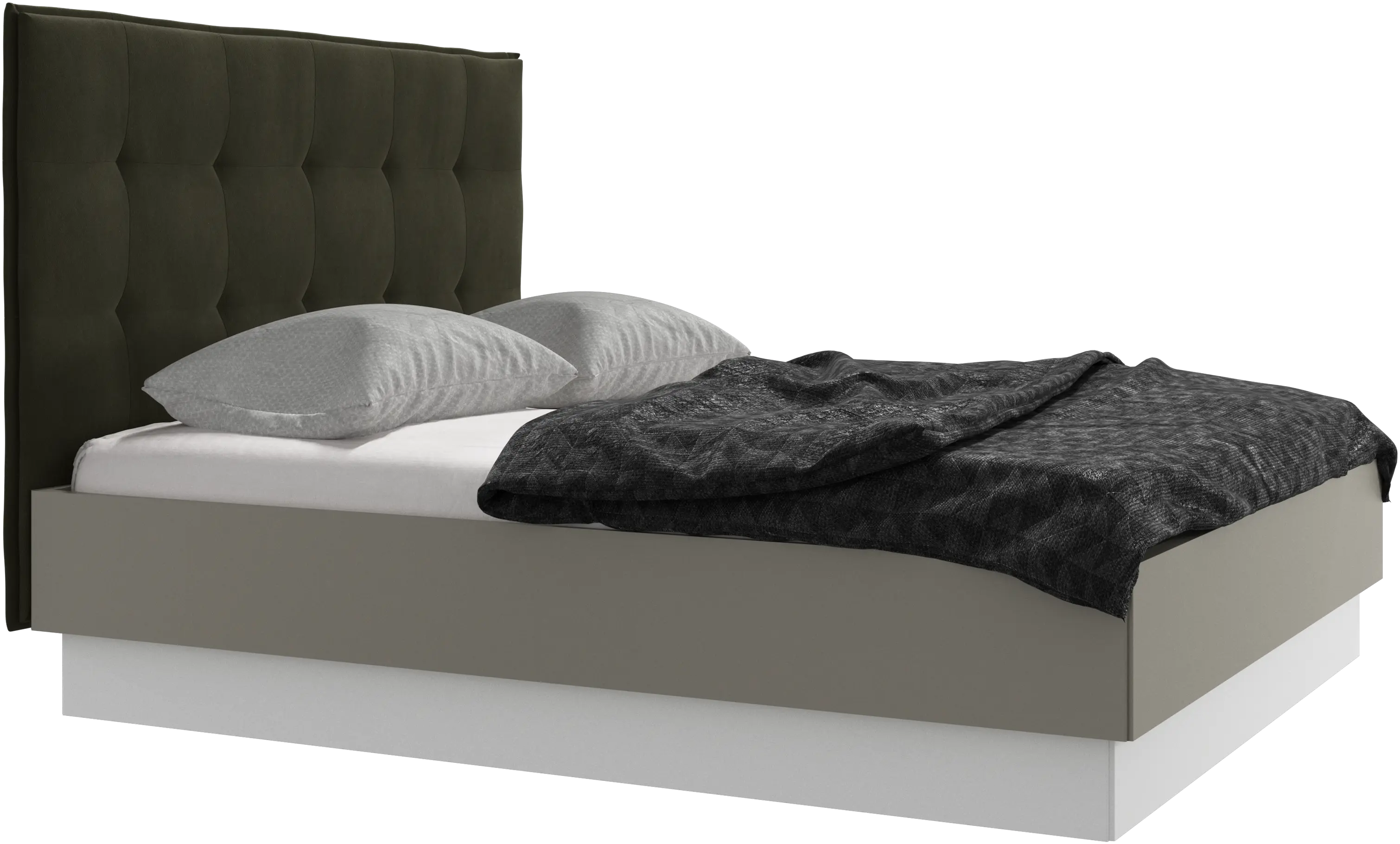 Lit Lugano avec rangement intégré, sommier inclus, hors matelas
