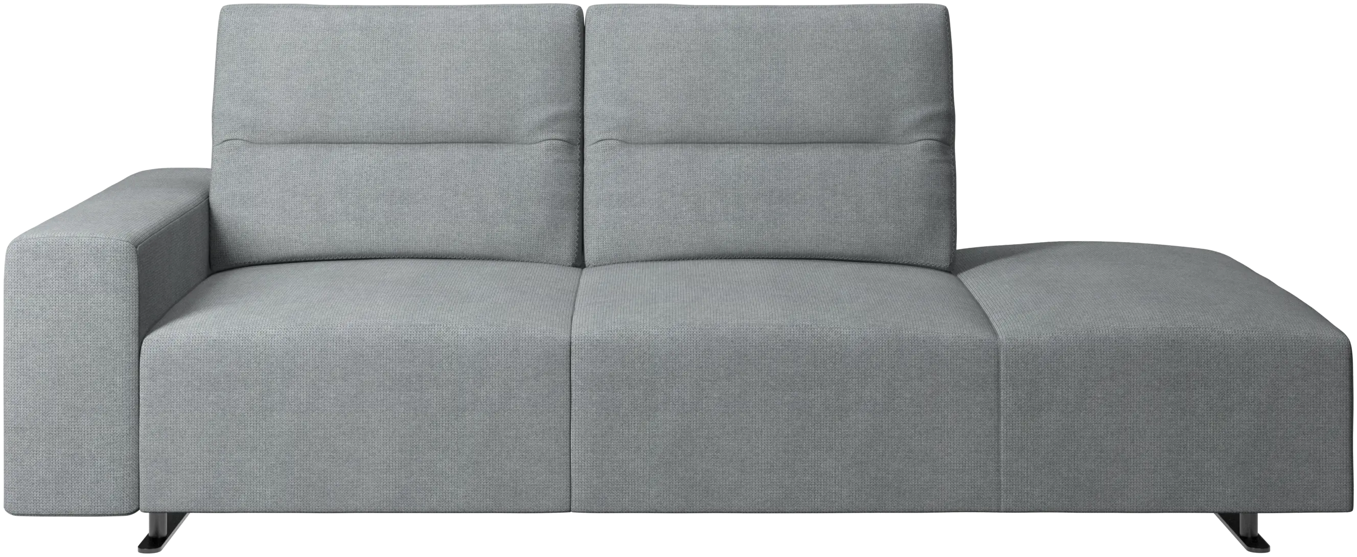 Hampton sofa with adjustable back and lounging unit right side, armrest left