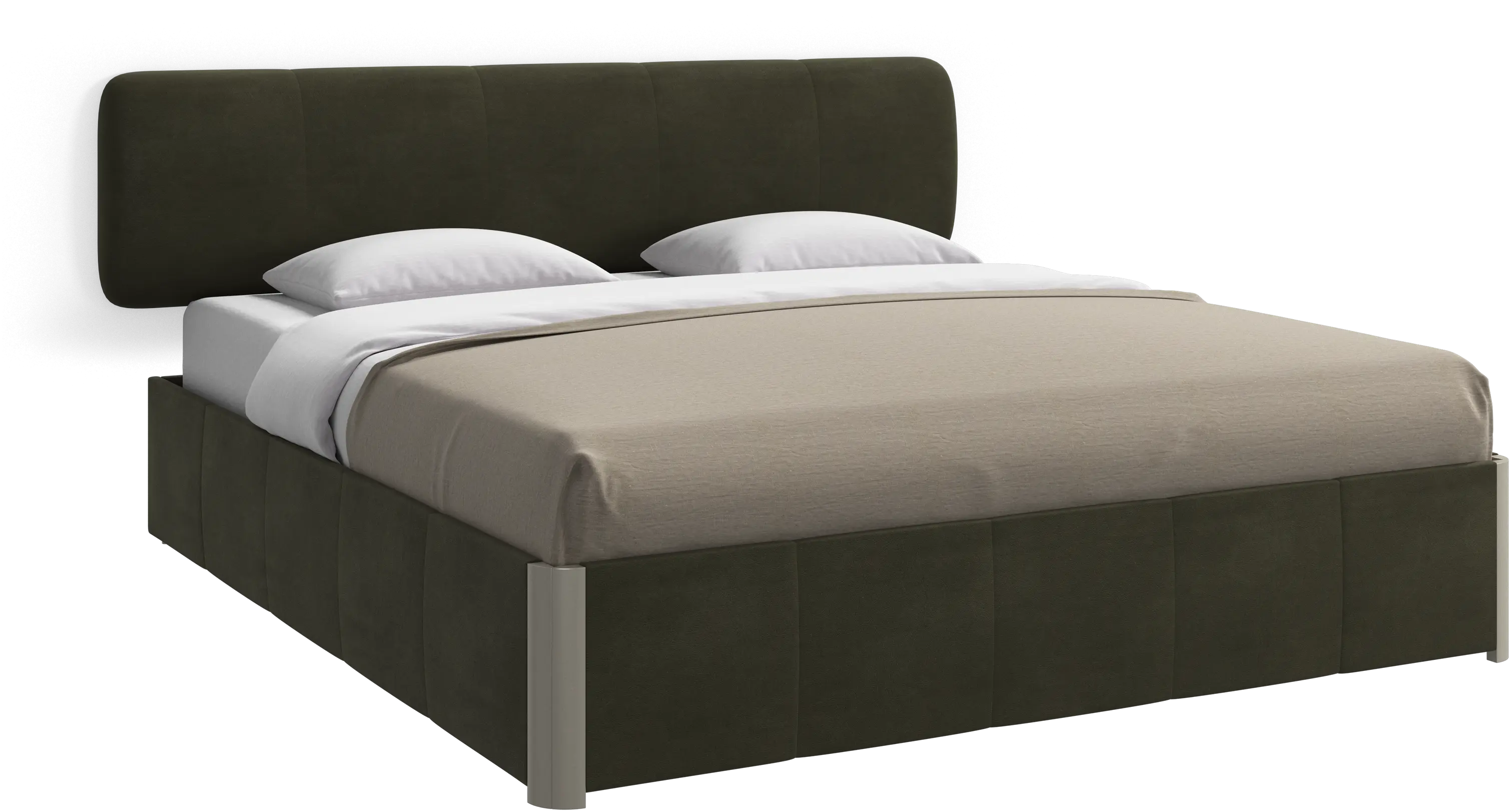 Element lit, tête de lit murale, avec lattes et solution de stockage, excl. matelas