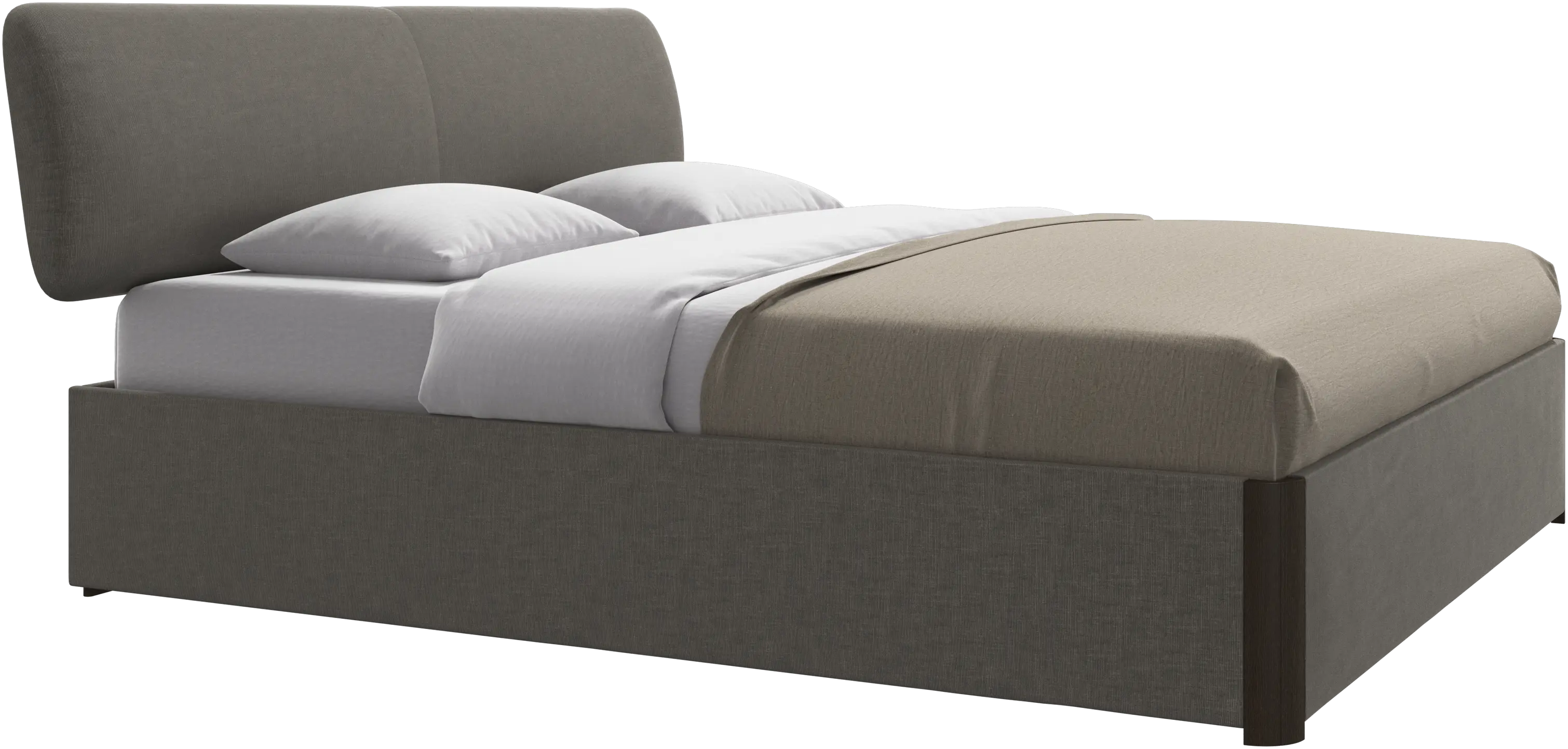 Element lit, tête de lit fixée au lit, avec lattes et solution de stockage, excl. matelas