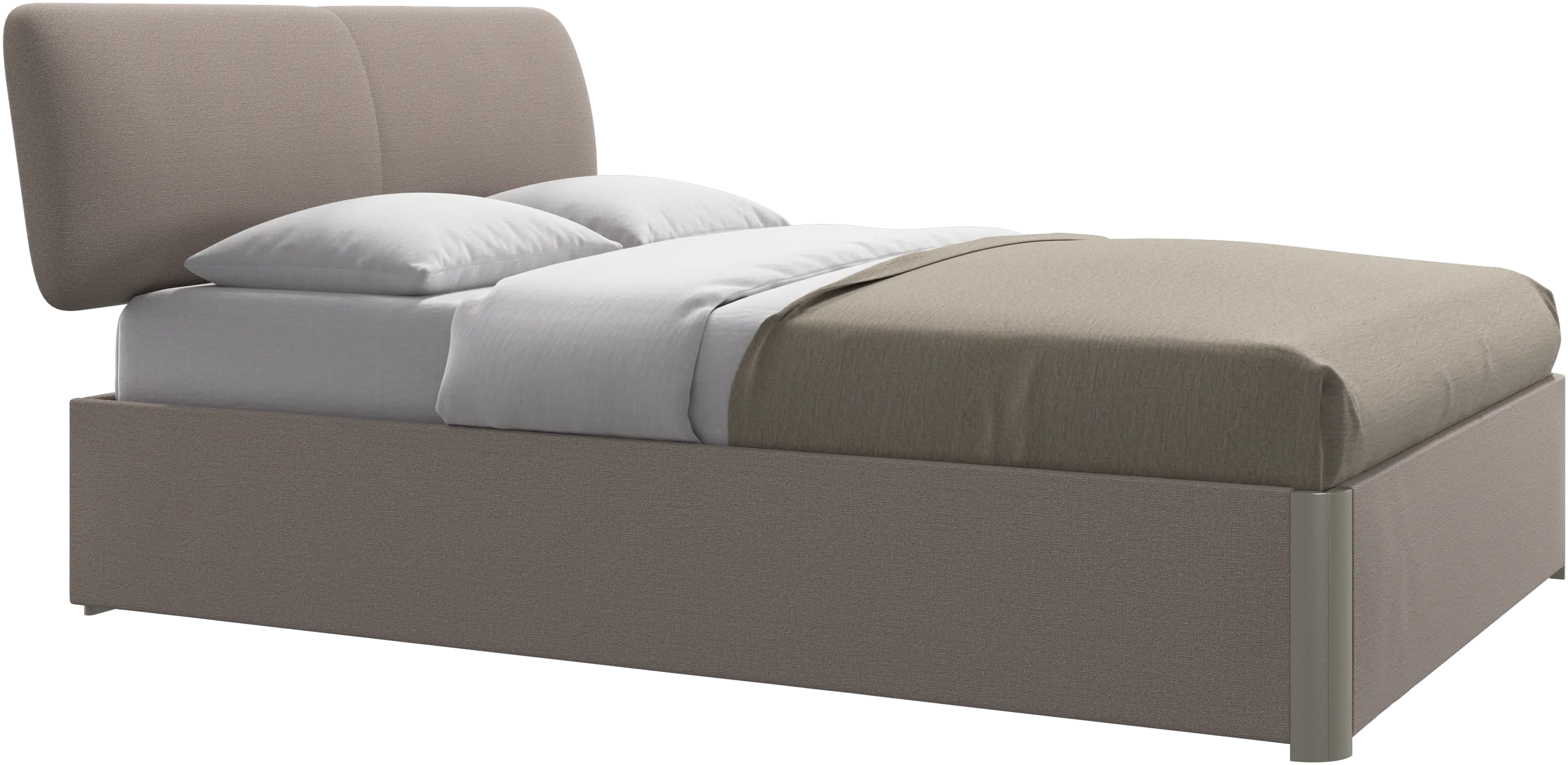 Element lit, tête de lit fixée au lit, avec lattes et solution de stockage, excl. matelas