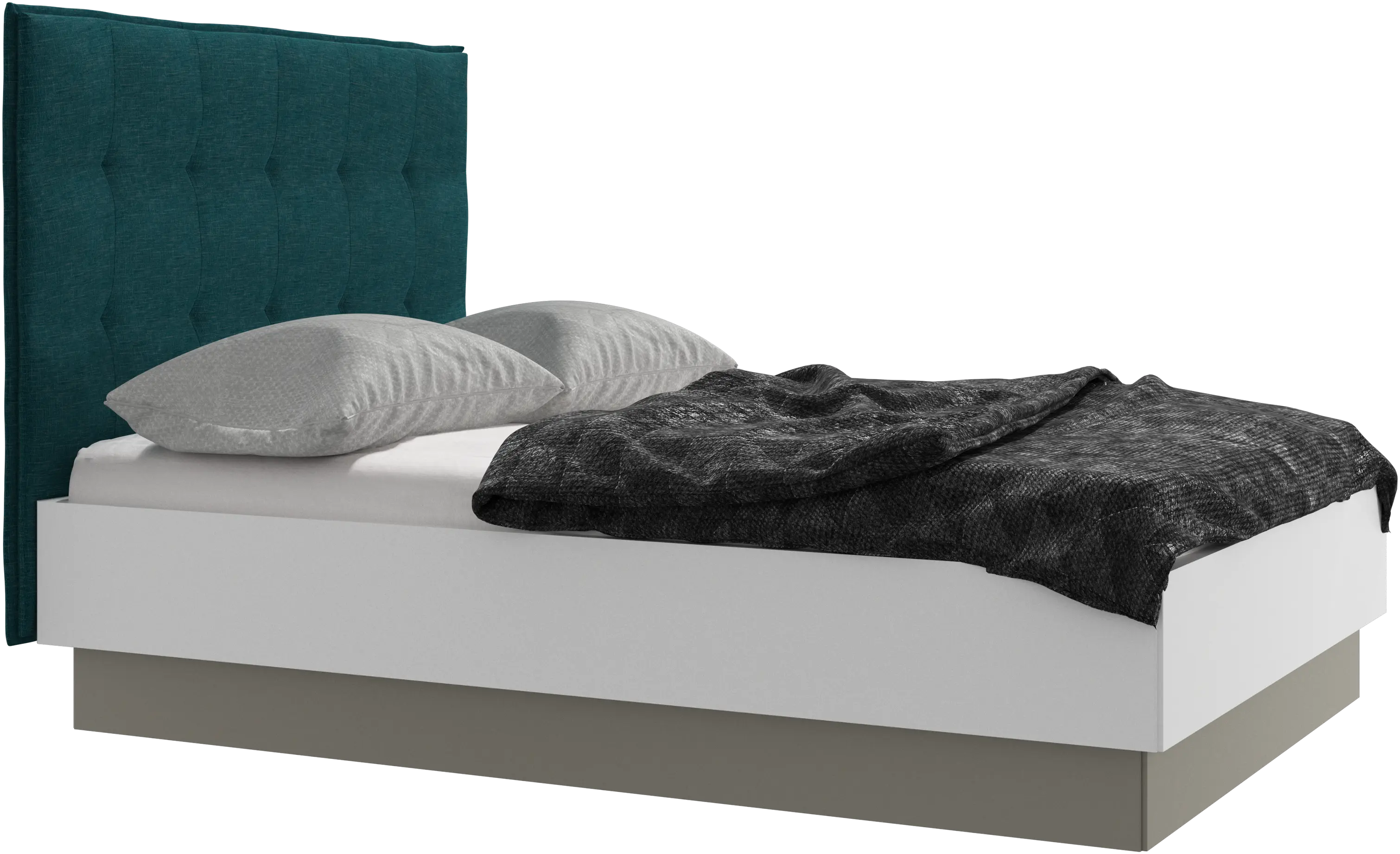 Lit Lugano avec rangement intégré, sommier inclus, hors matelas