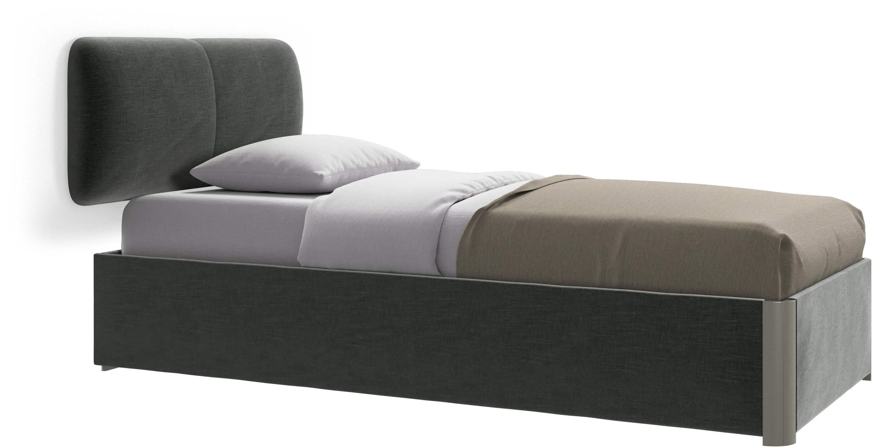 Element bed, wall-mounted headboard, with slats and storage solution, excl. mattress