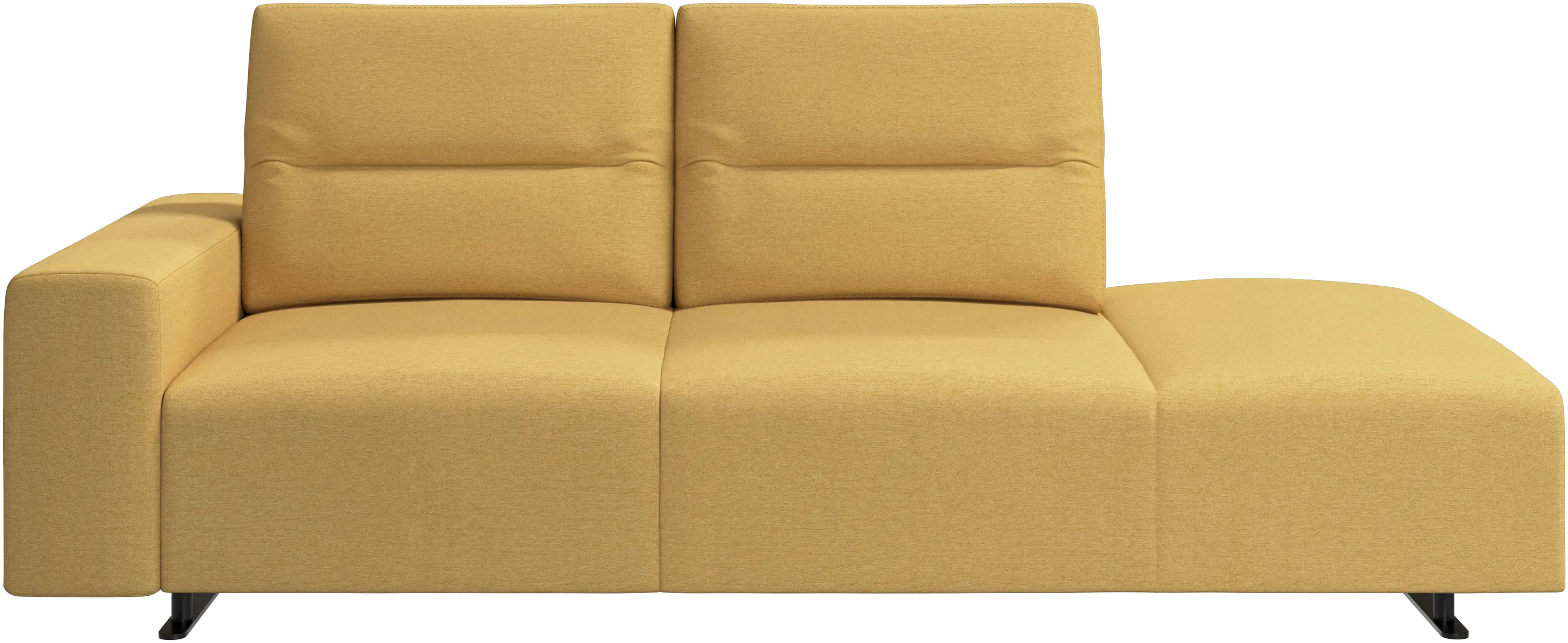 Hampton sofa with adjustable back and lounging unit right side, armrest left