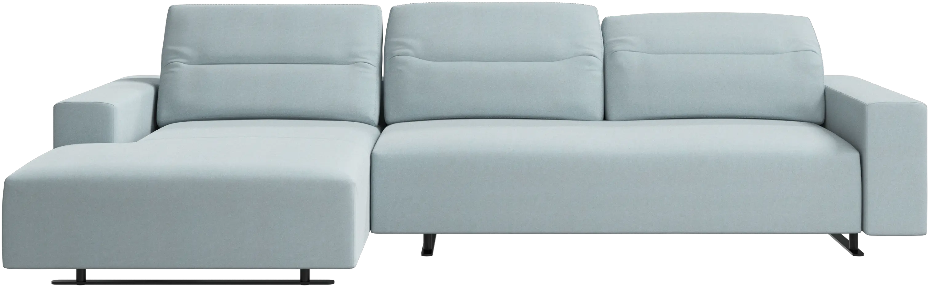 Hampton sofa with adjustable back, resting unit and storage both sides
