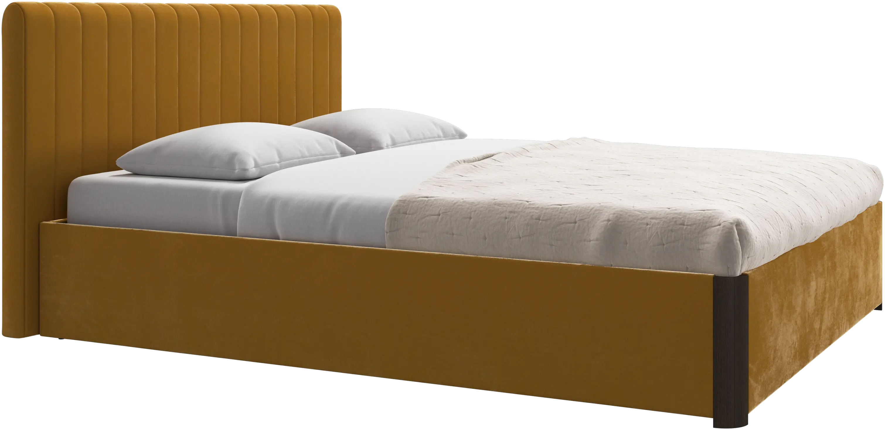 Element bed, bed-mounted headboard, with slats and storage solution, excl. mattress