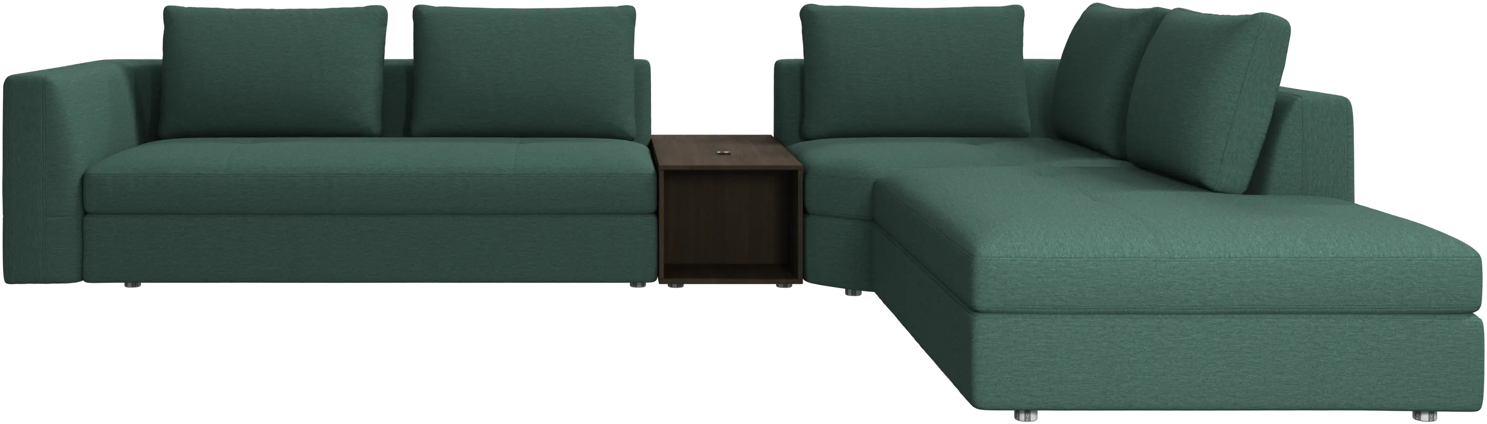 Bergamo corner sofa with lounging unit and footstool w/storage