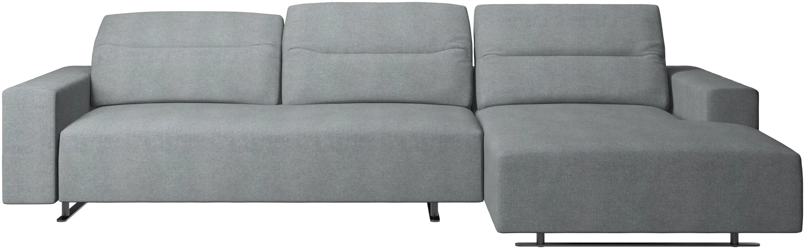 Hampton sofa with adjustable back, resting unit and storage right side
