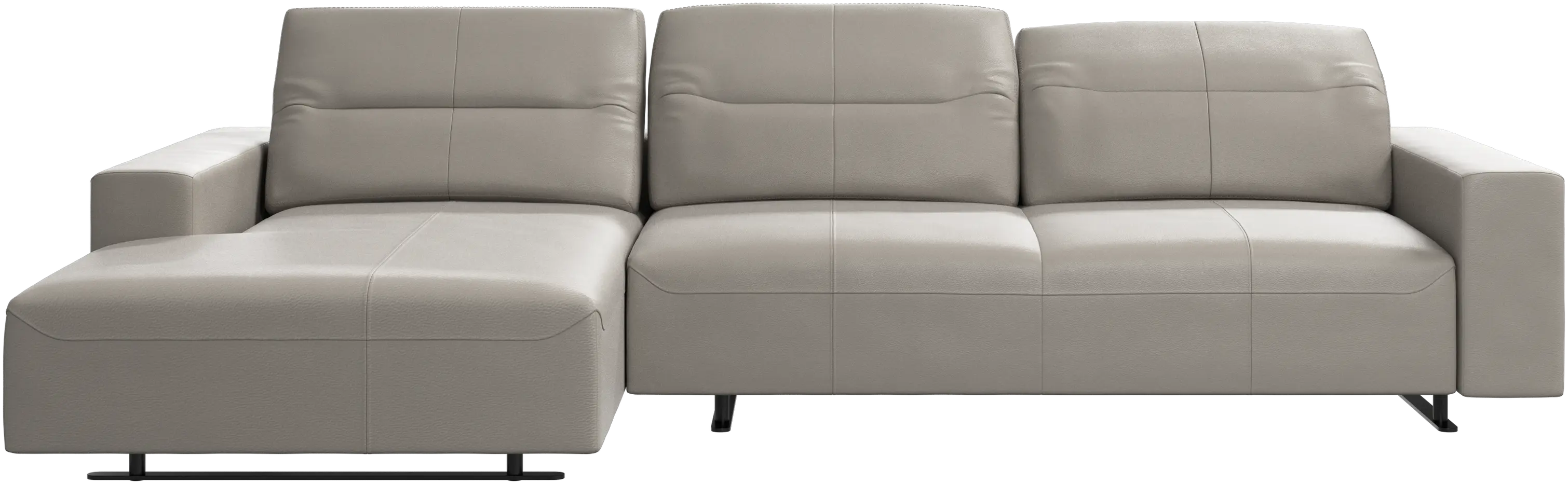 Hampton sofa with adjustable back and resting unit left side, storage right side
