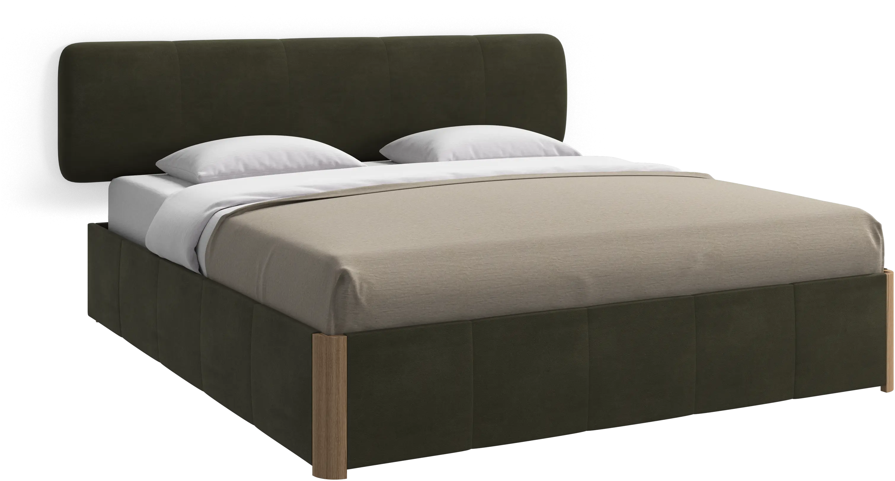 Element bed, wall-mounted headboard, with slats and storage solution, excl. mattress