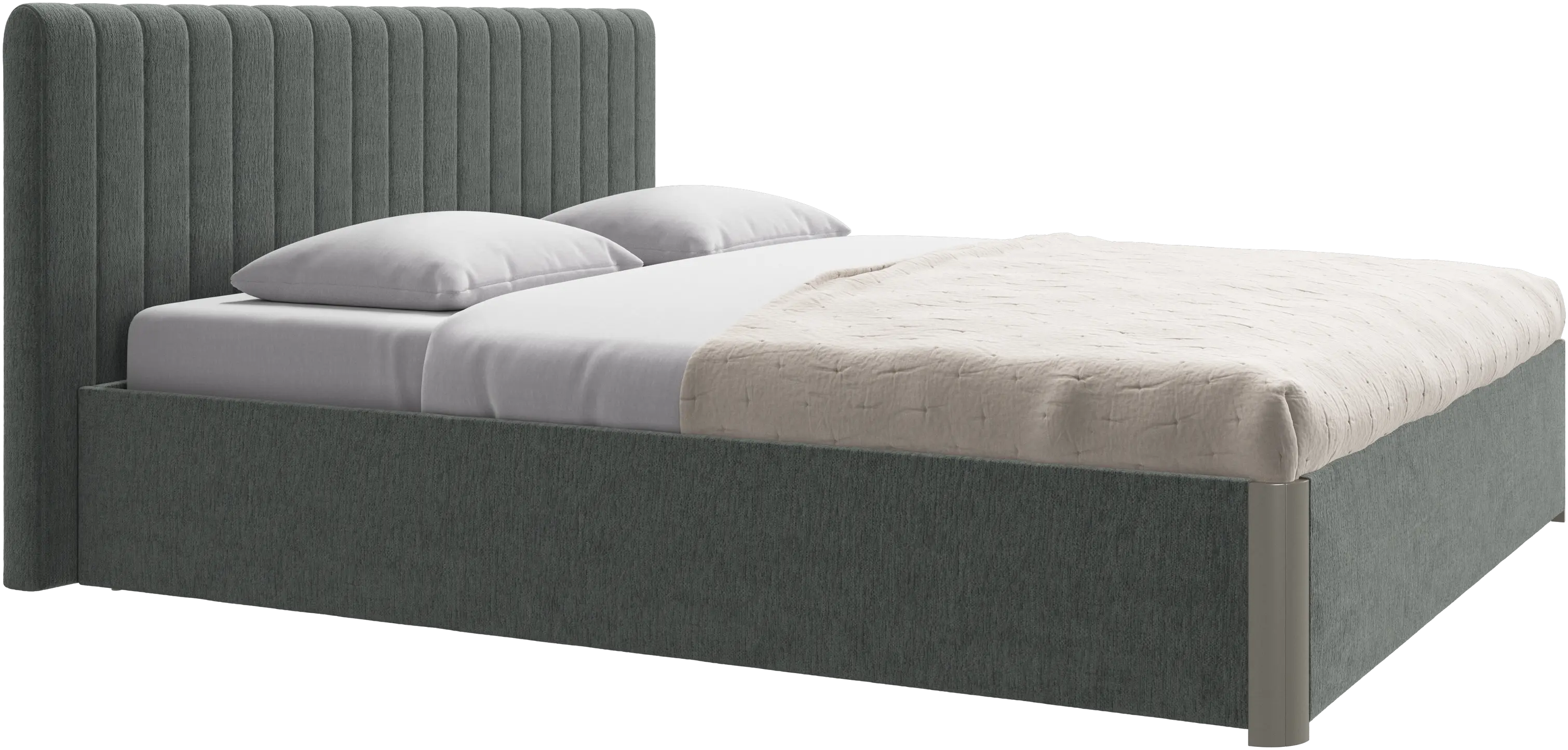 Element bed, bed-mounted headboard, with slats and storage solution, excl. mattress