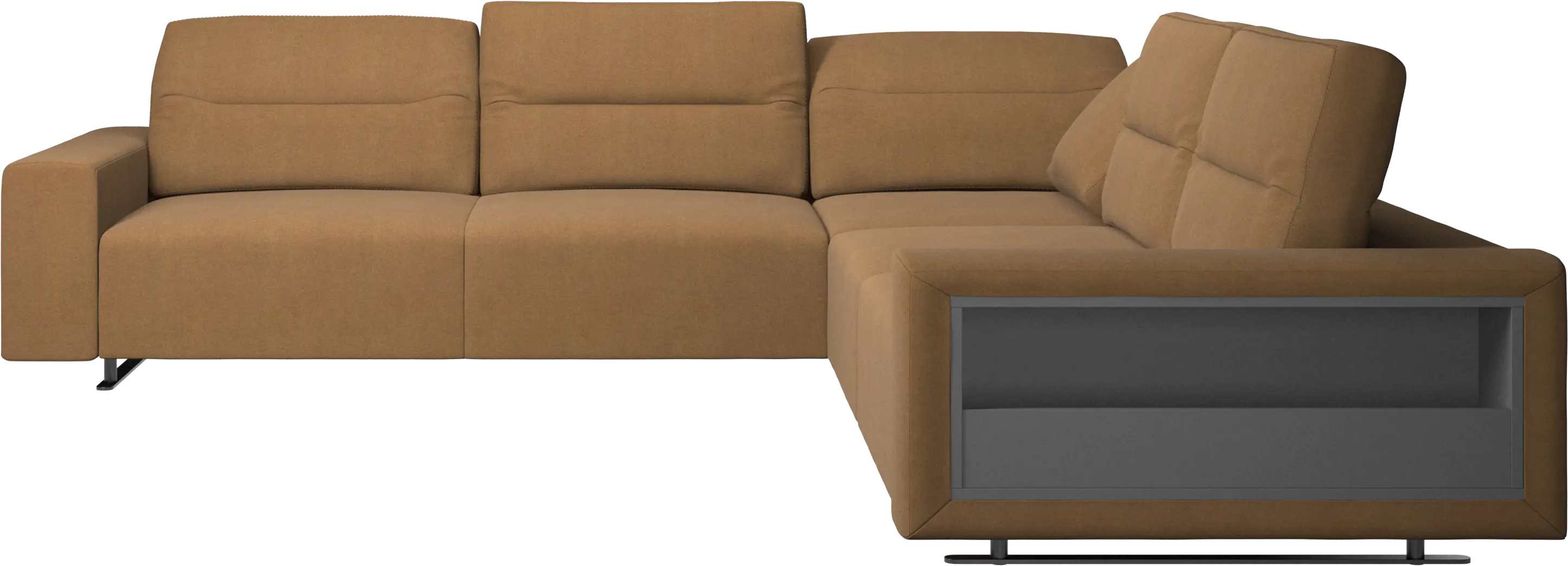 Hampton corner sofa with adjustable back and storage on right side