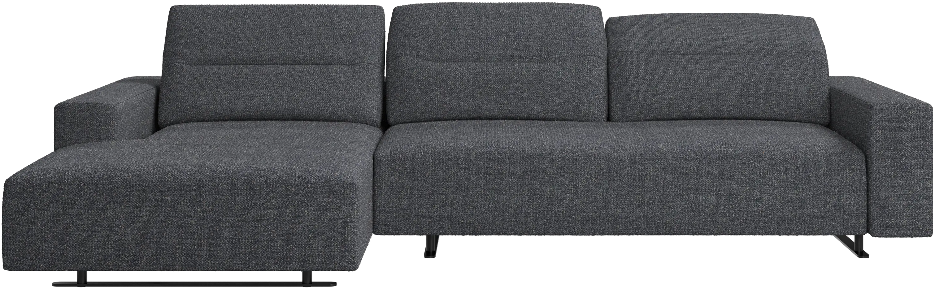 Hampton sofa with adjustable back, resting unit and storage left side