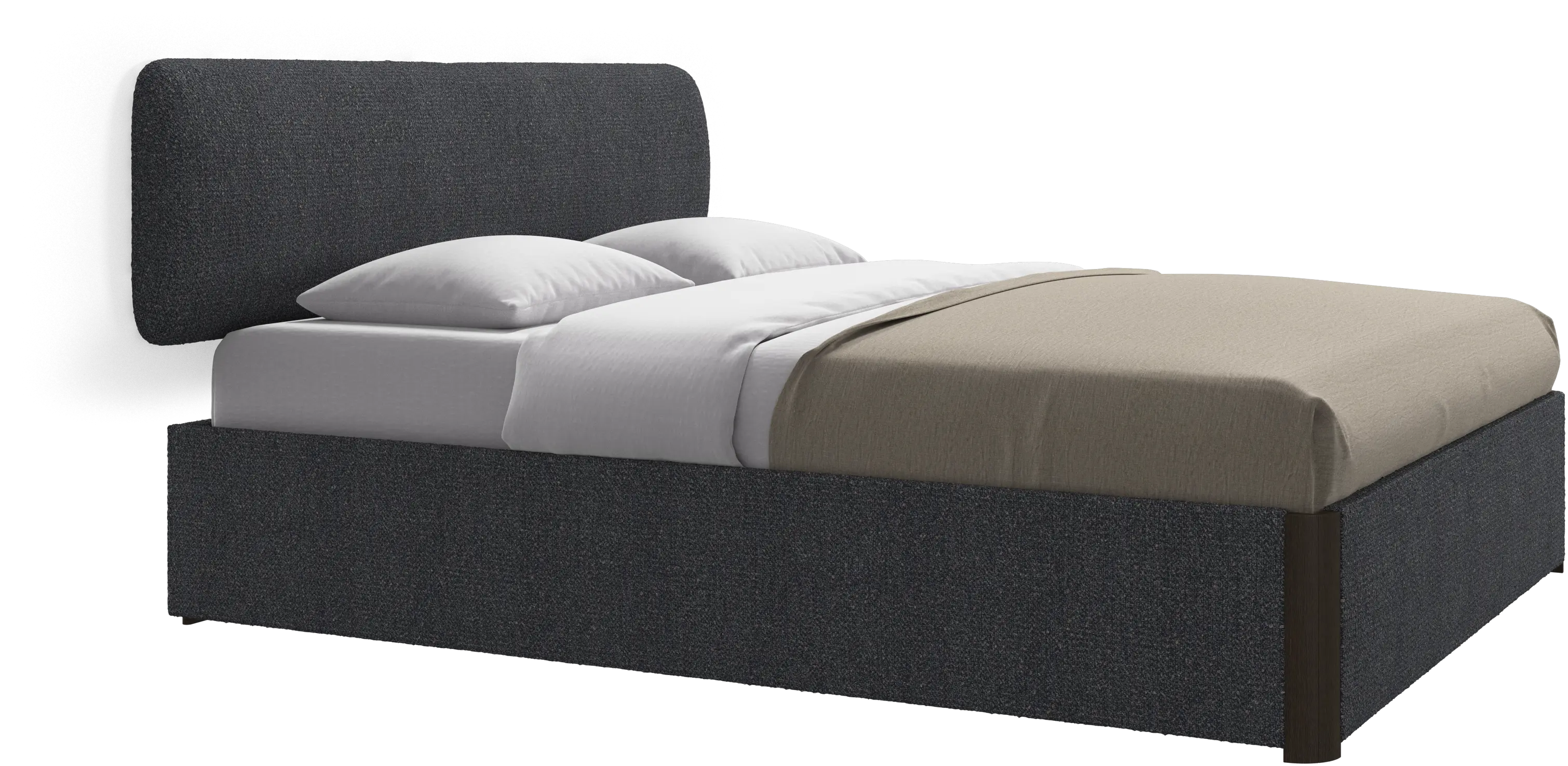 Element lit, tête de lit murale, avec lattes et solution de stockage, excl. matelas