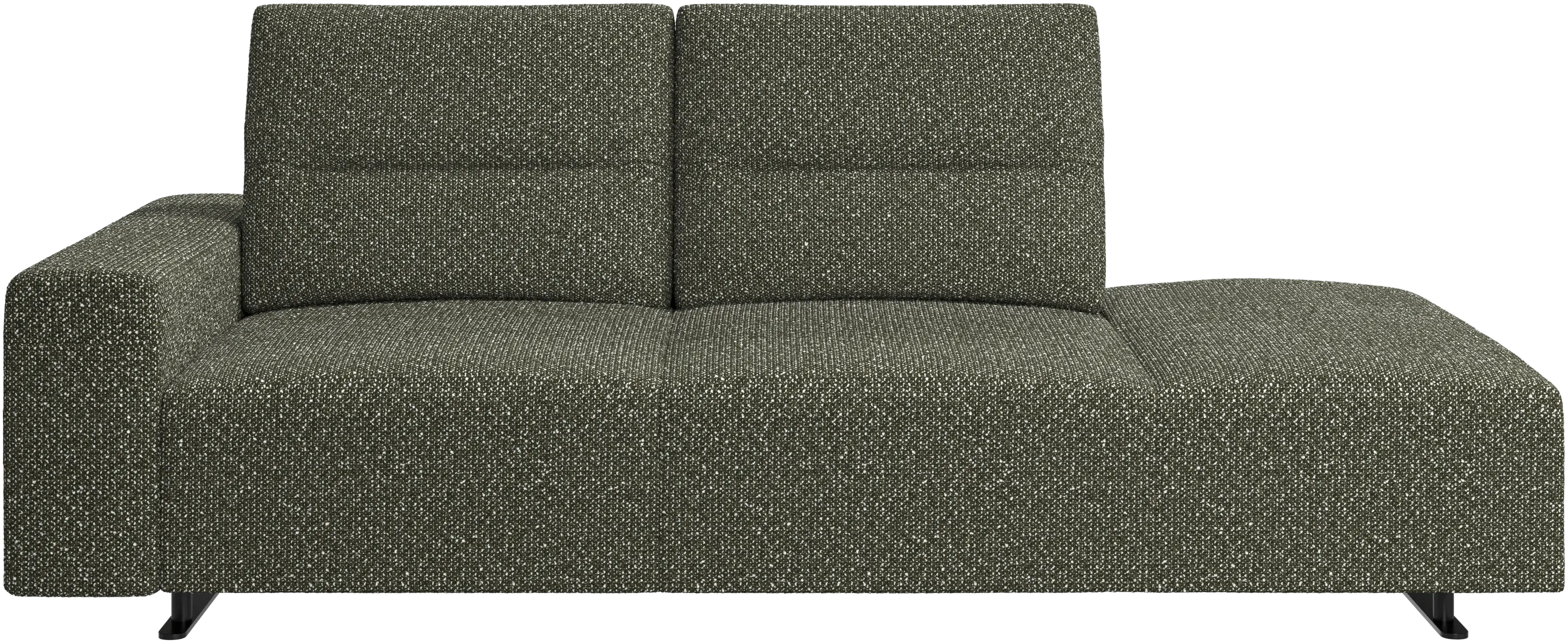 Hampton sofa with adjustable back and lounging unit right side, armrest left