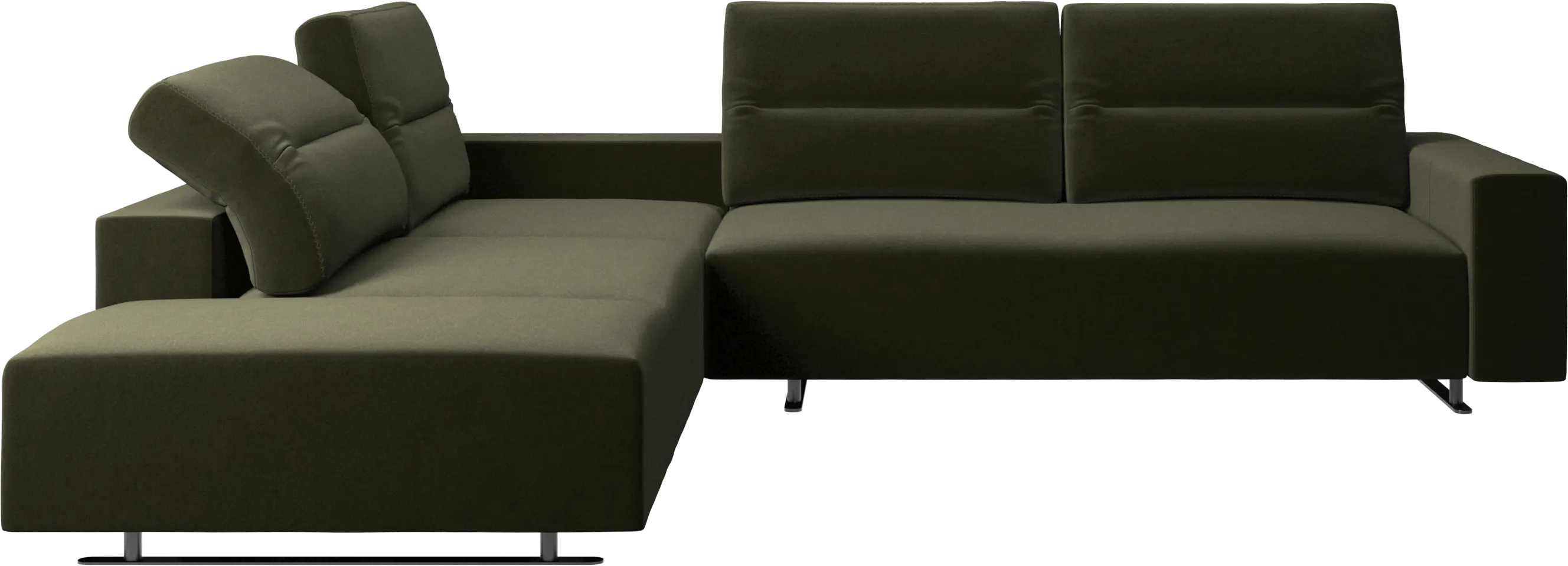 Hampton corner sofa with adjustable back and storage on right side